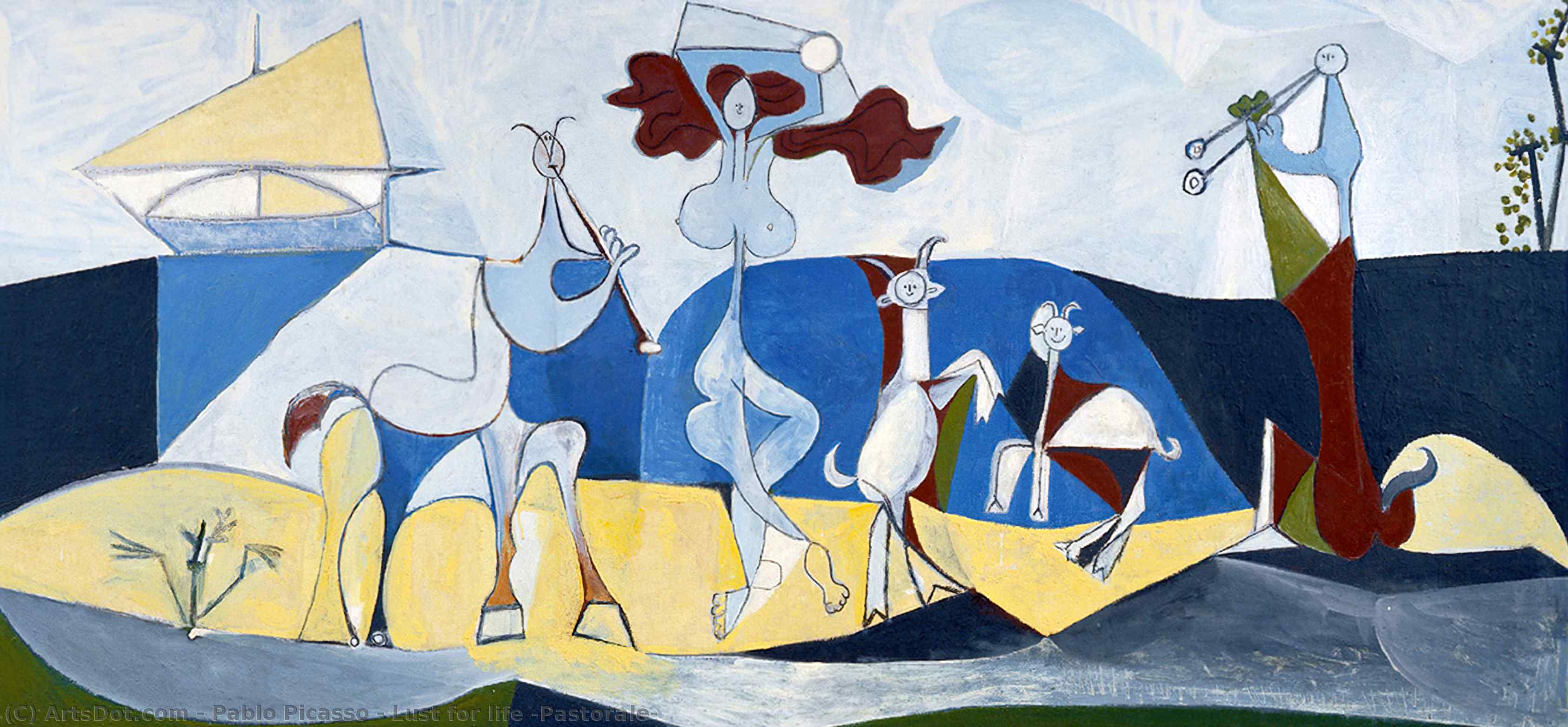 Wikoo.org - موسوعة الفنون الجميلة - اللوحة، العمل الفني Pablo Picasso - Lust for life (Pastorale)