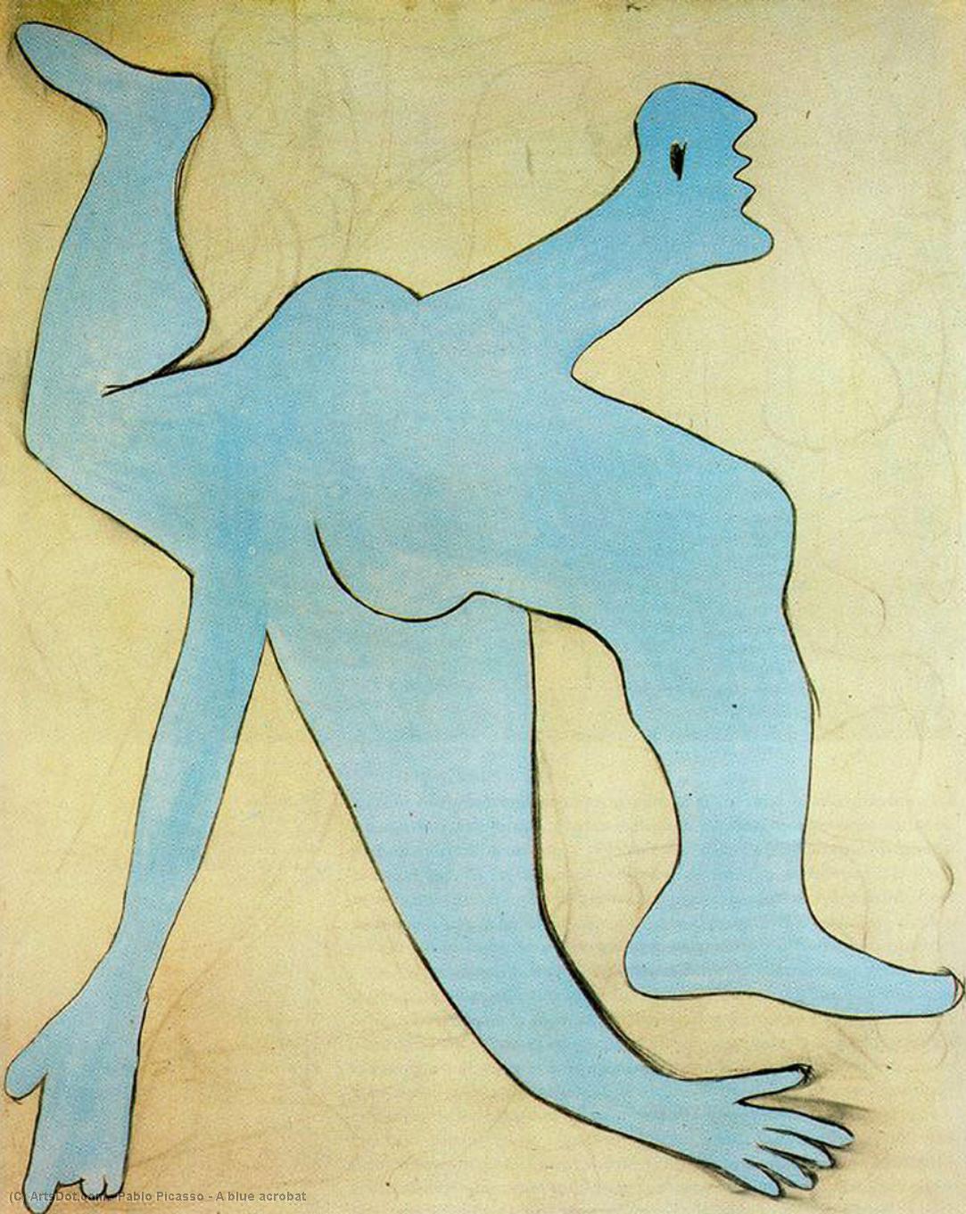 Wikoo.org - موسوعة الفنون الجميلة - اللوحة، العمل الفني Pablo Picasso - A blue acrobat
