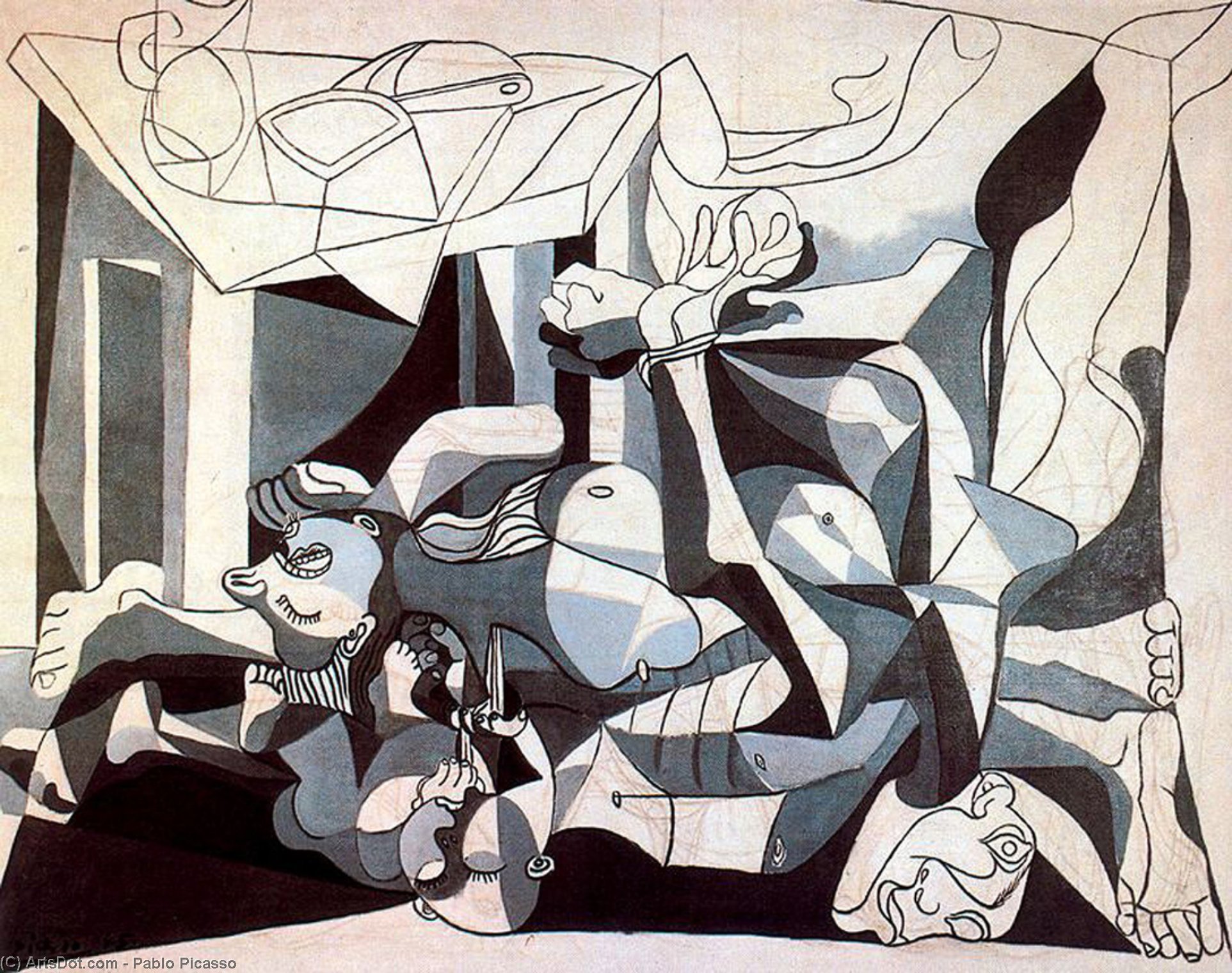 Wikoo.org - موسوعة الفنون الجميلة - اللوحة، العمل الفني Pablo Picasso - The mass grave