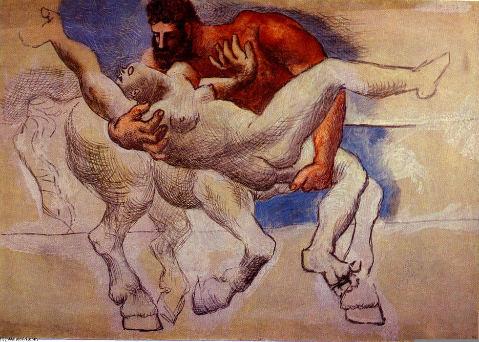 Wikioo.org - The Encyclopedia of Fine Arts - Painting, Artwork by Pablo Picasso - Abduction (Nessus and Deianeira)