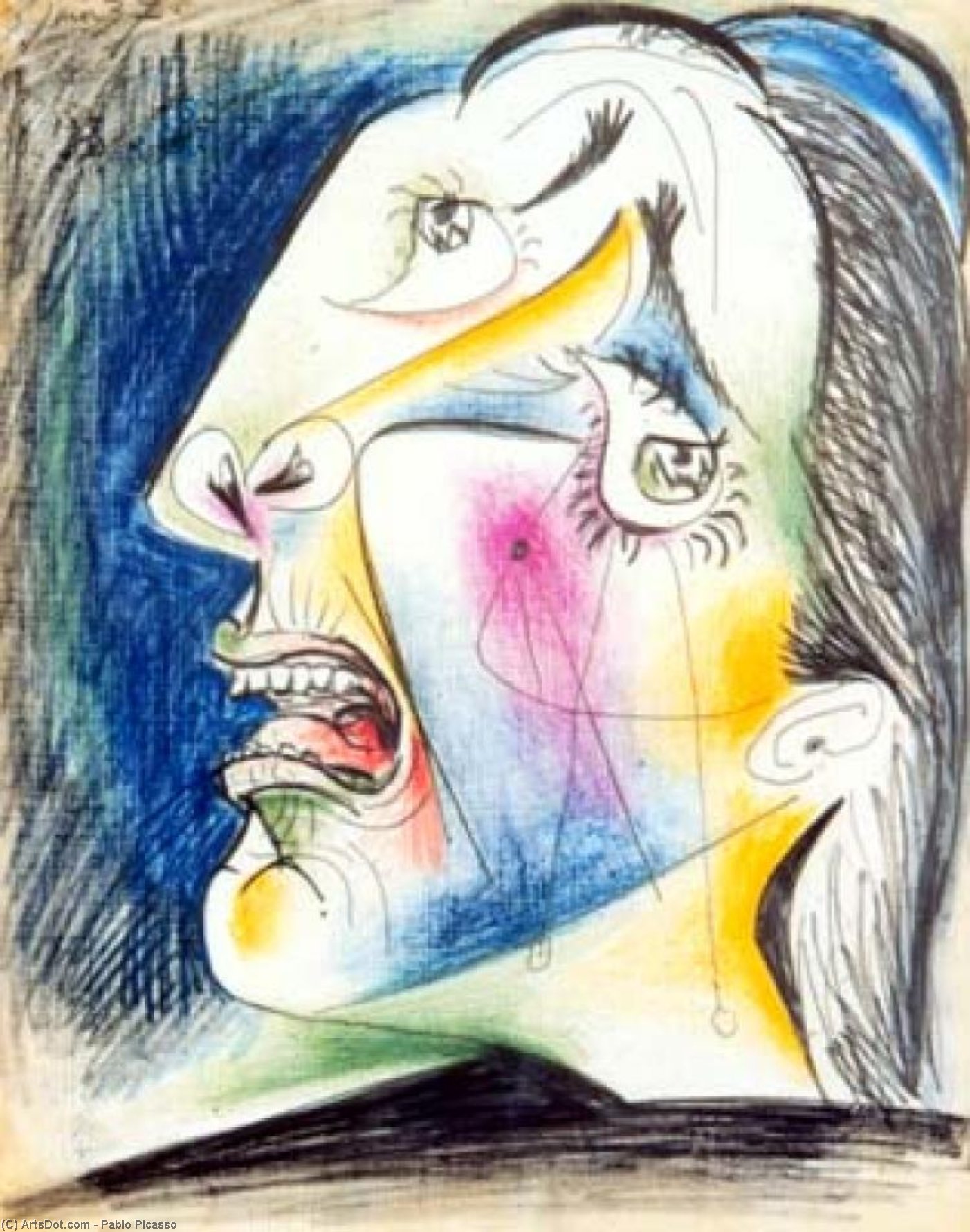 Wikoo.org - موسوعة الفنون الجميلة - اللوحة، العمل الفني Pablo Picasso - Crying woman