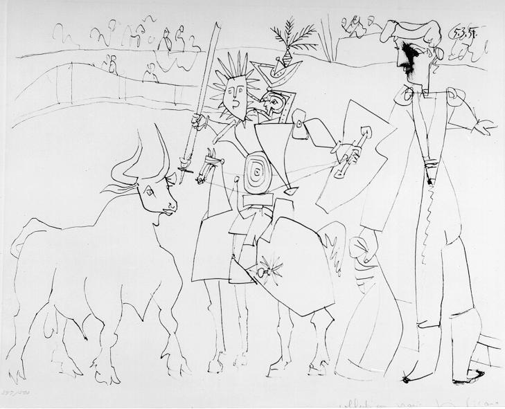 Wikioo.org - Bách khoa toàn thư về mỹ thuật - Vẽ tranh, Tác phẩm nghệ thuật Pablo Picasso - Picador on the horseback on arena