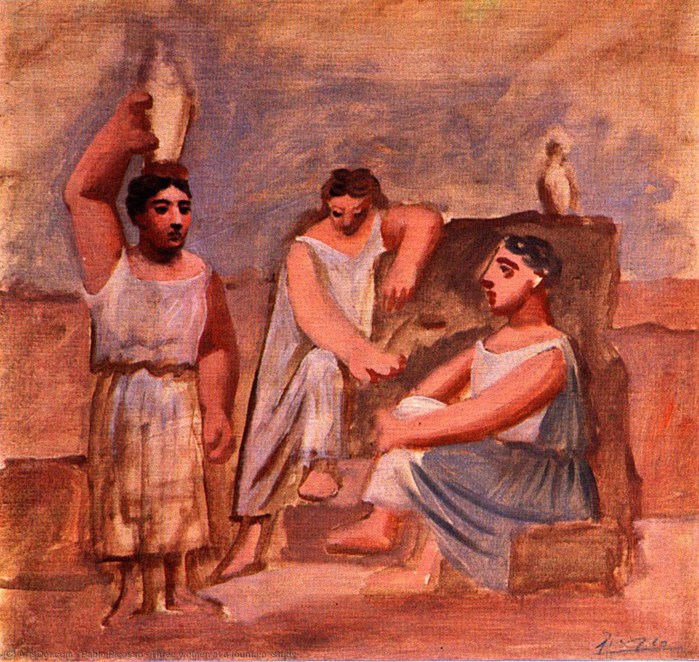 Wikioo.org – L'Enciclopedia delle Belle Arti - Pittura, Opere di Pablo Picasso - tre donne in tempo  Un  fontana  studiare