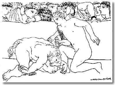 Wikioo.org - Bách khoa toàn thư về mỹ thuật - Vẽ tranh, Tác phẩm nghệ thuật Pablo Picasso - Minotaur is wounded