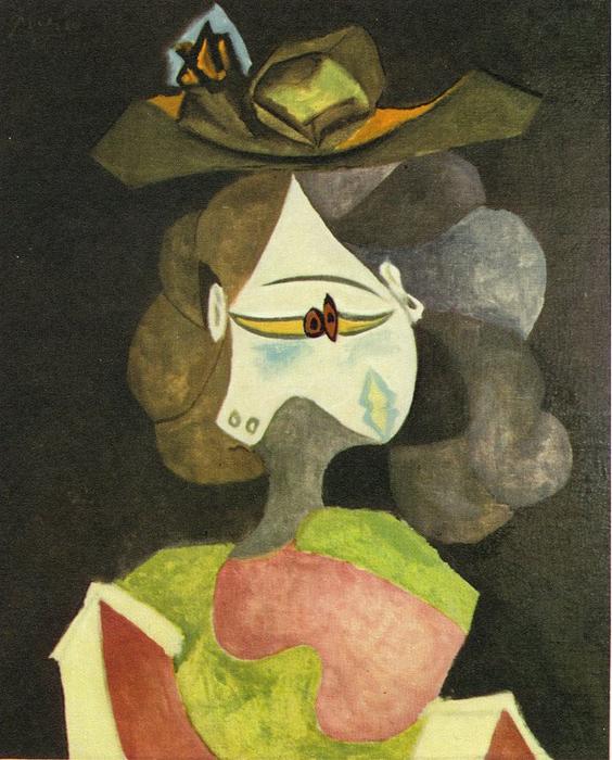 Wikioo.org – La Enciclopedia de las Bellas Artes - Pintura, Obras de arte de Pablo Picasso - Un sombrero  enestado  flores