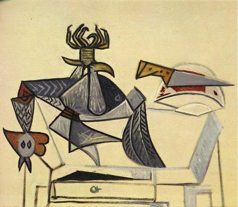 Wikioo.org - The Encyclopedia of Fine Arts - Painting, Artwork by Pablo Picasso - Cock and knife