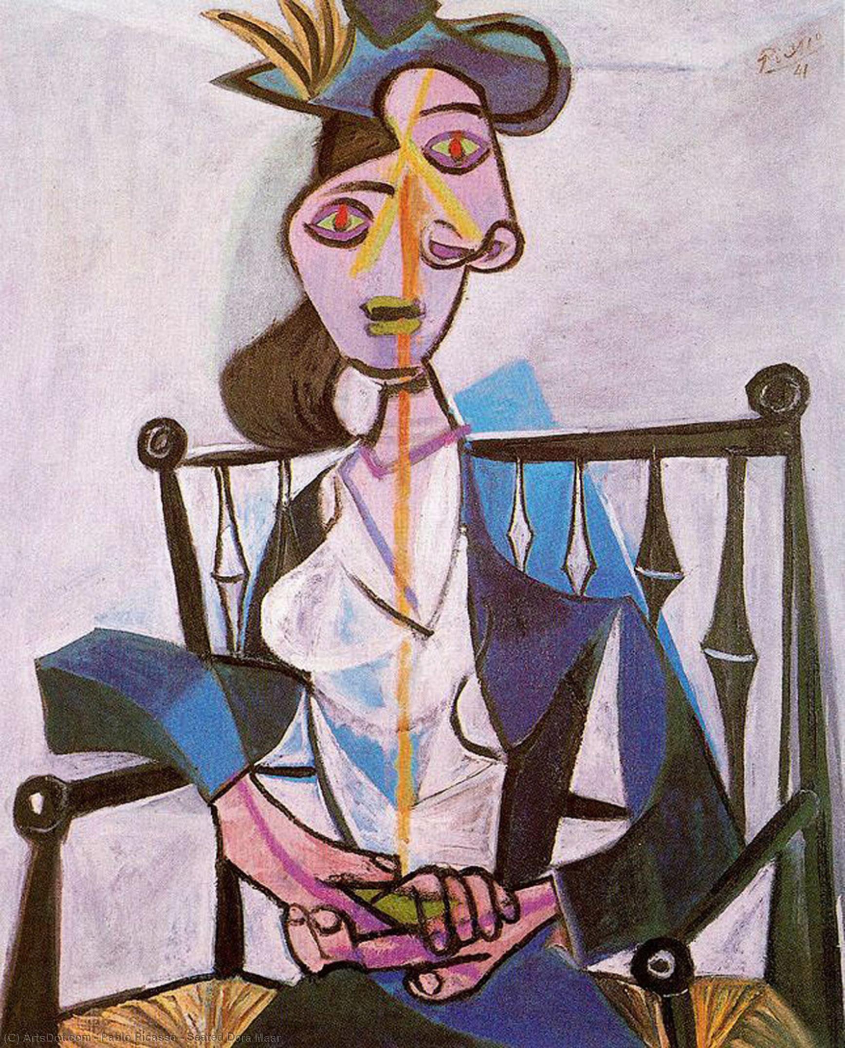 WikiOO.org – 美術百科全書 - 繪畫，作品 Pablo Picasso - 坐在 多拉  玛珥