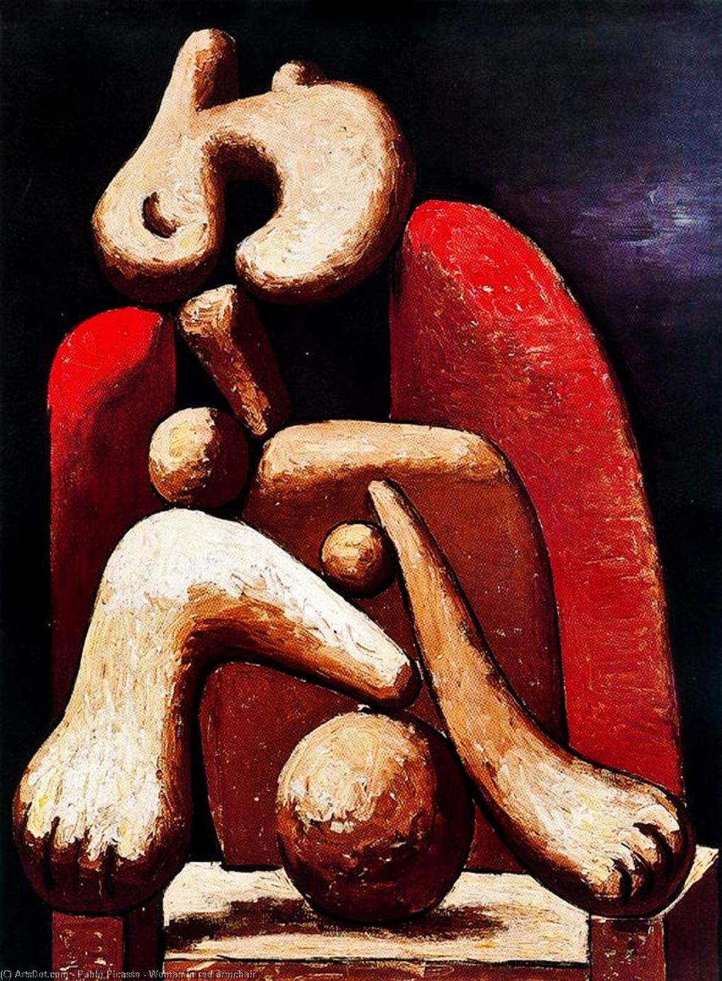 WikiOO.org - Εγκυκλοπαίδεια Καλών Τεχνών - Ζωγραφική, έργα τέχνης Pablo Picasso - Woman in red armchair