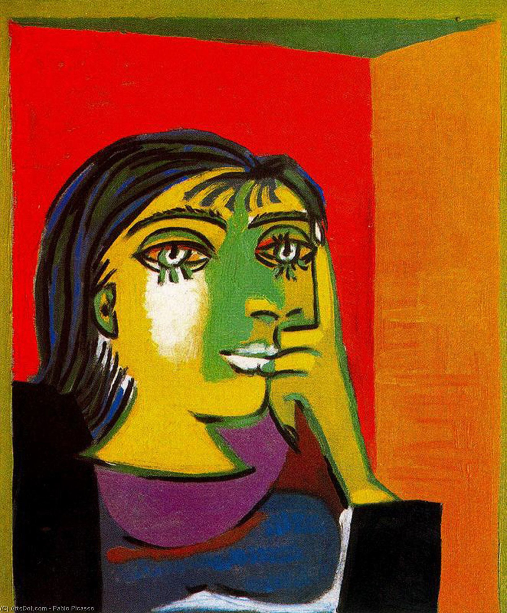 Wikoo.org - موسوعة الفنون الجميلة - اللوحة، العمل الفني Pablo Picasso - Portrait of Dora Maar