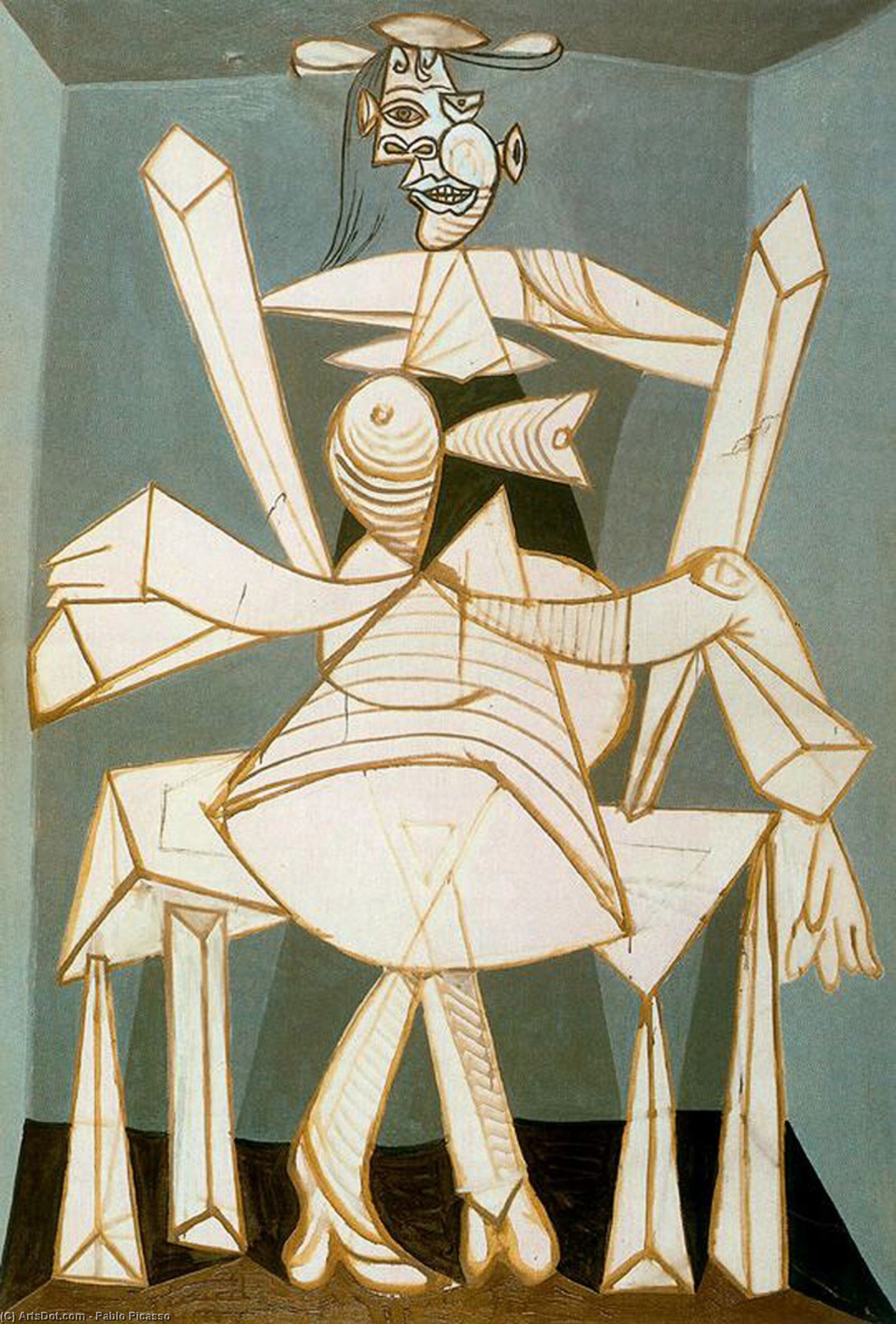 Wikoo.org - موسوعة الفنون الجميلة - اللوحة، العمل الفني Pablo Picasso - Woman in an armchair