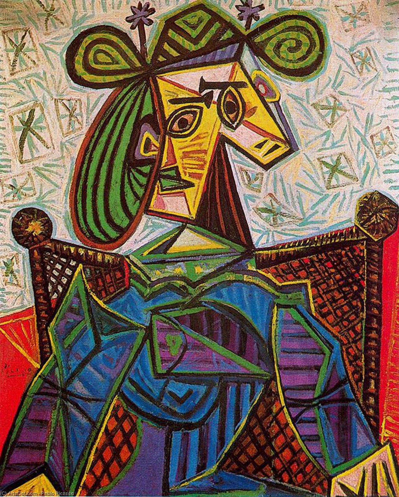 WikiOO.org – 美術百科全書 - 繪畫，作品 Pablo Picasso - 女性  坐在  扶手椅