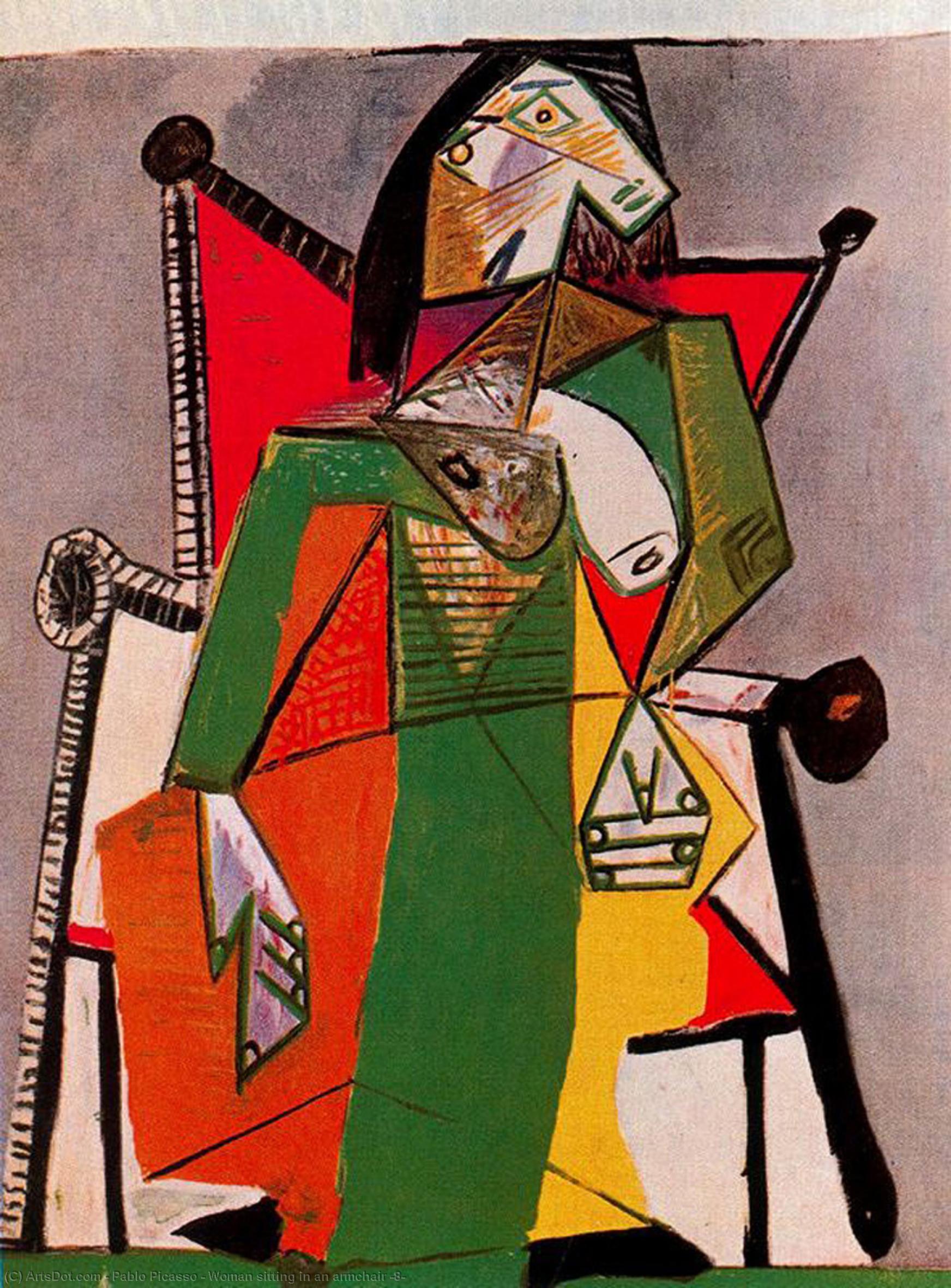 Wikioo.org - Bách khoa toàn thư về mỹ thuật - Vẽ tranh, Tác phẩm nghệ thuật Pablo Picasso - Woman sitting in an armchair (8)