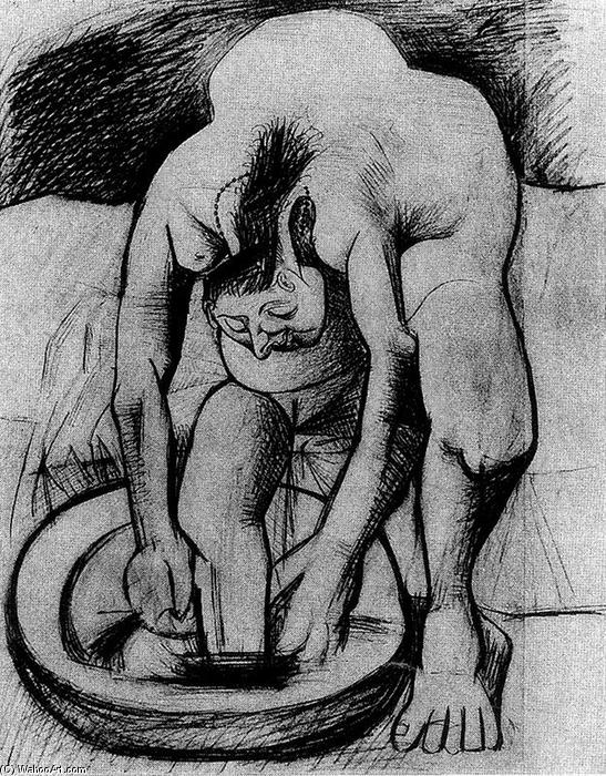 Wikioo.org - The Encyclopedia of Fine Arts - Painting, Artwork by Pablo Picasso - Woman washing her feet