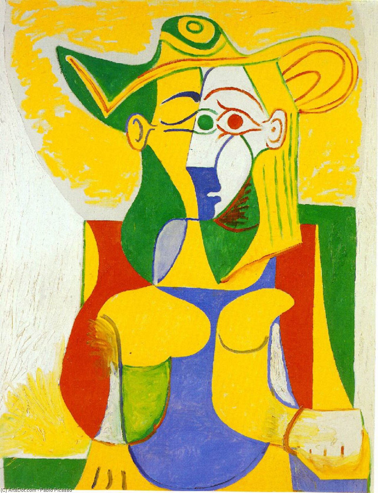 Wikoo.org - موسوعة الفنون الجميلة - اللوحة، العمل الفني Pablo Picasso - Woman sitting in an armchair (10)