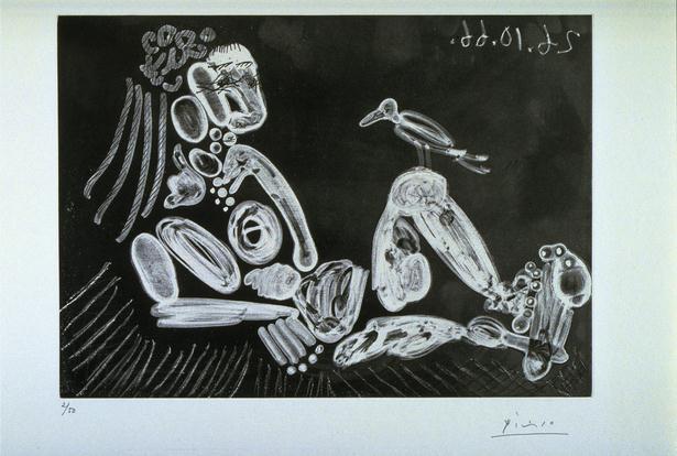 Wikioo.org – L'Enciclopedia delle Belle Arti - Pittura, Opere di Pablo Picasso - donna con Uccello