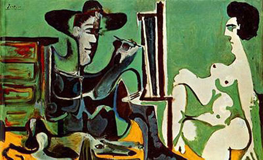 Wikioo.org - The Encyclopedia of Fine Arts - Painting, Artwork by Pablo Picasso - Painter and his model