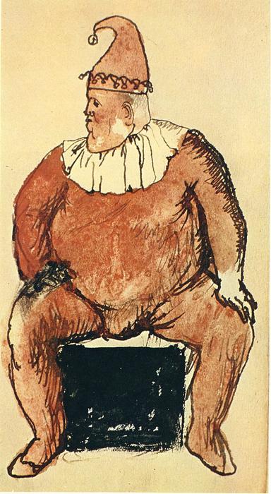 Wikoo.org - موسوعة الفنون الجميلة - اللوحة، العمل الفني Pablo Picasso - Seated fat clown