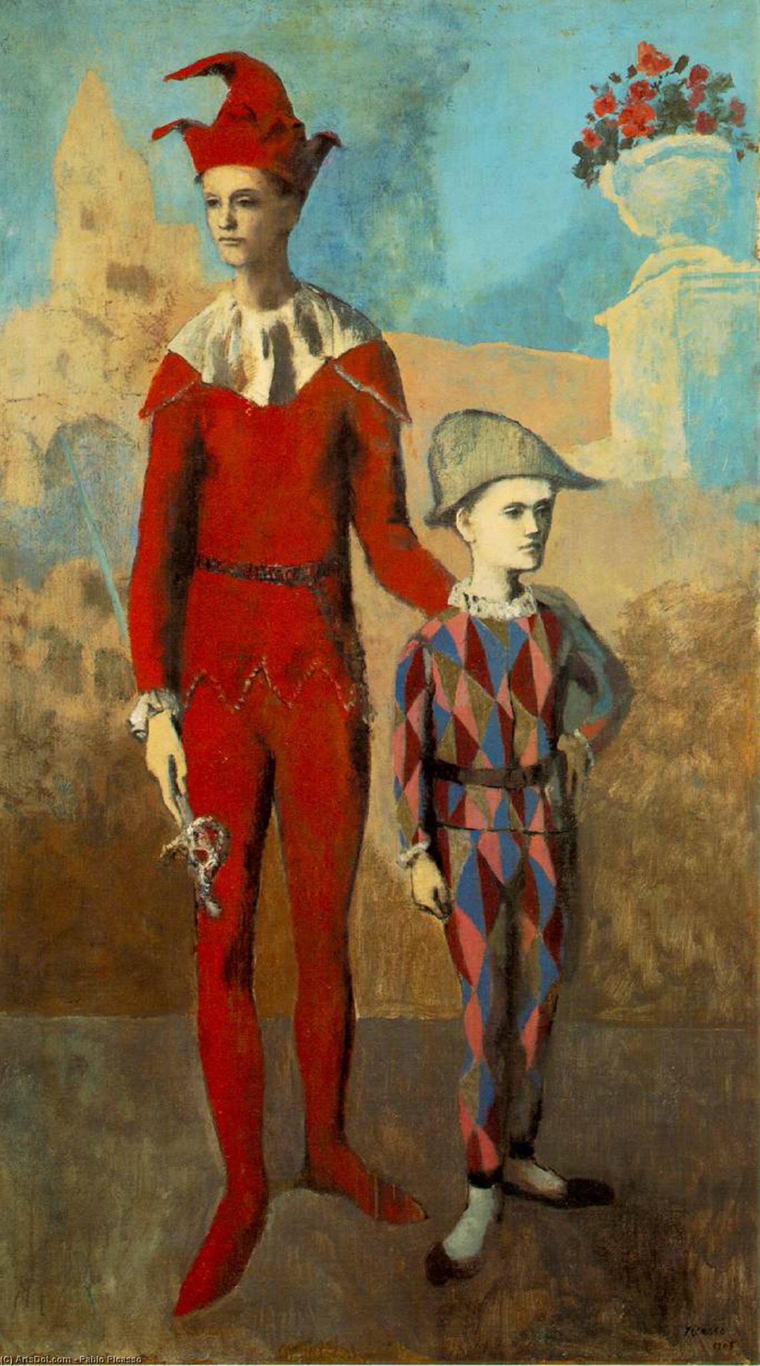 Wikioo.org - Bách khoa toàn thư về mỹ thuật - Vẽ tranh, Tác phẩm nghệ thuật Pablo Picasso - Acrobat and young harlequin