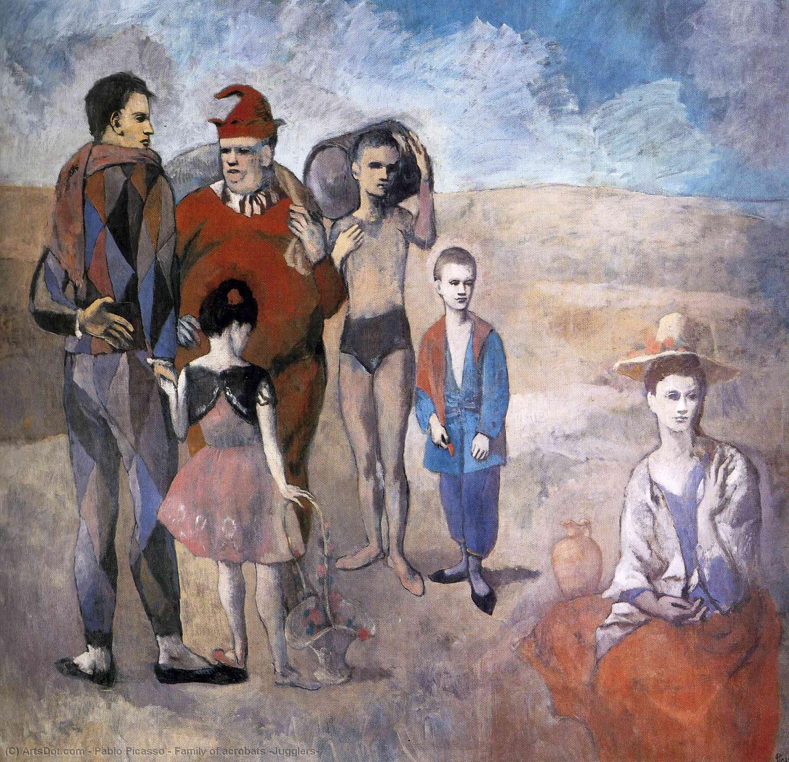 WikiOO.org - Enciklopedija dailės - Tapyba, meno kuriniai Pablo Picasso - Family of acrobats (Jugglers)