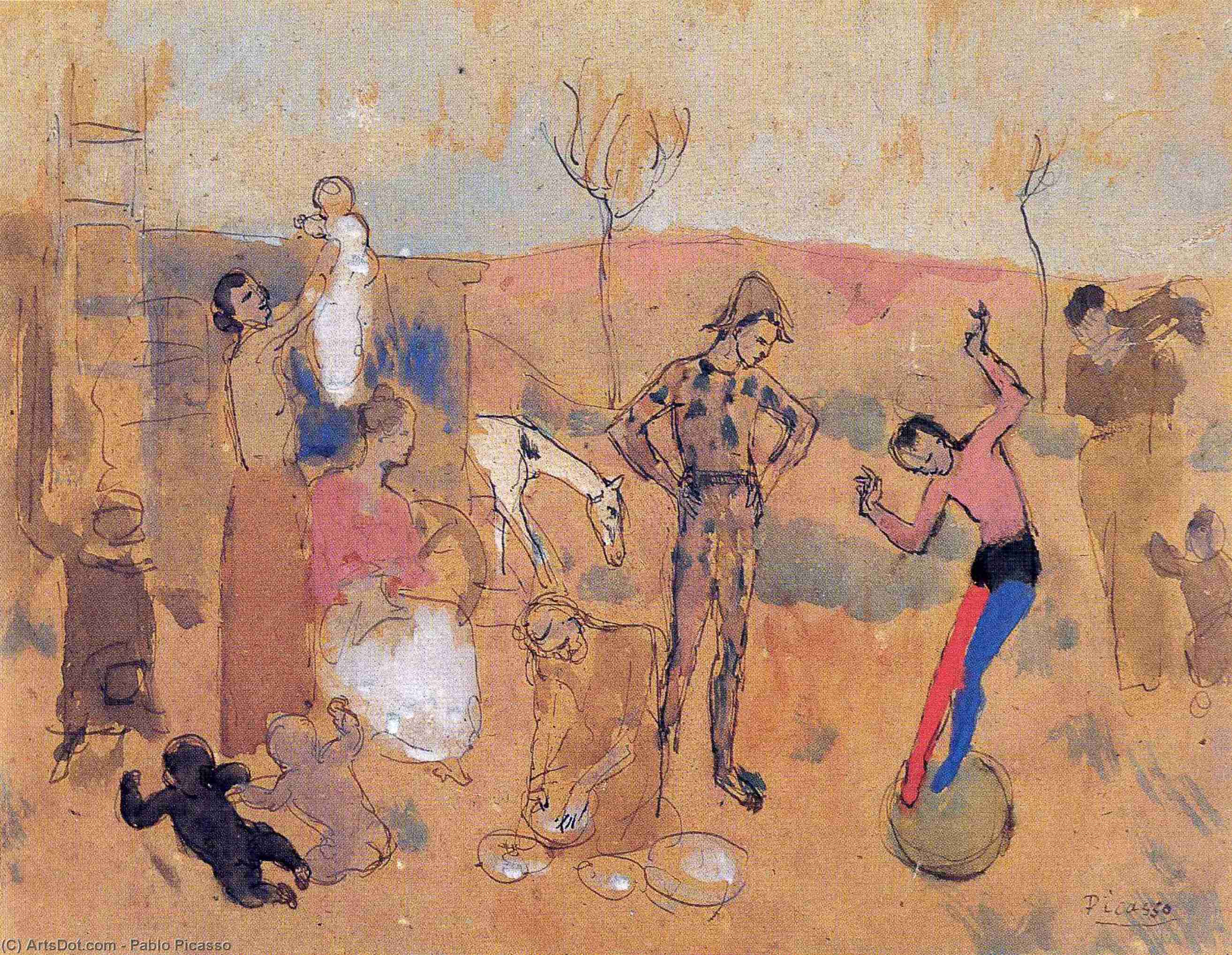 Wikioo.org - สารานุกรมวิจิตรศิลป์ - จิตรกรรม Pablo Picasso - Family of jugglers