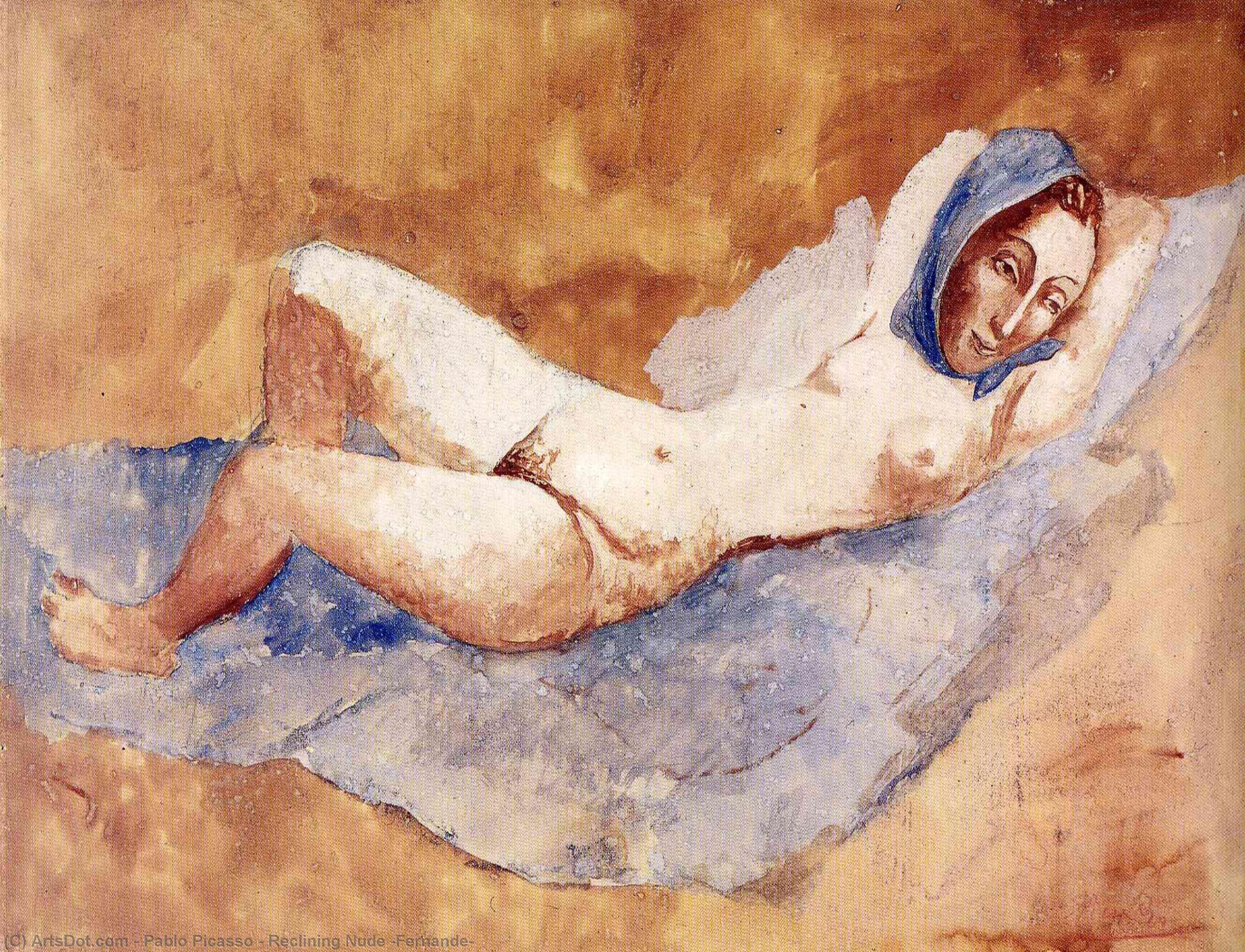 WikiOO.org - Εγκυκλοπαίδεια Καλών Τεχνών - Ζωγραφική, έργα τέχνης Pablo Picasso - Reclining Nude (Fernande)