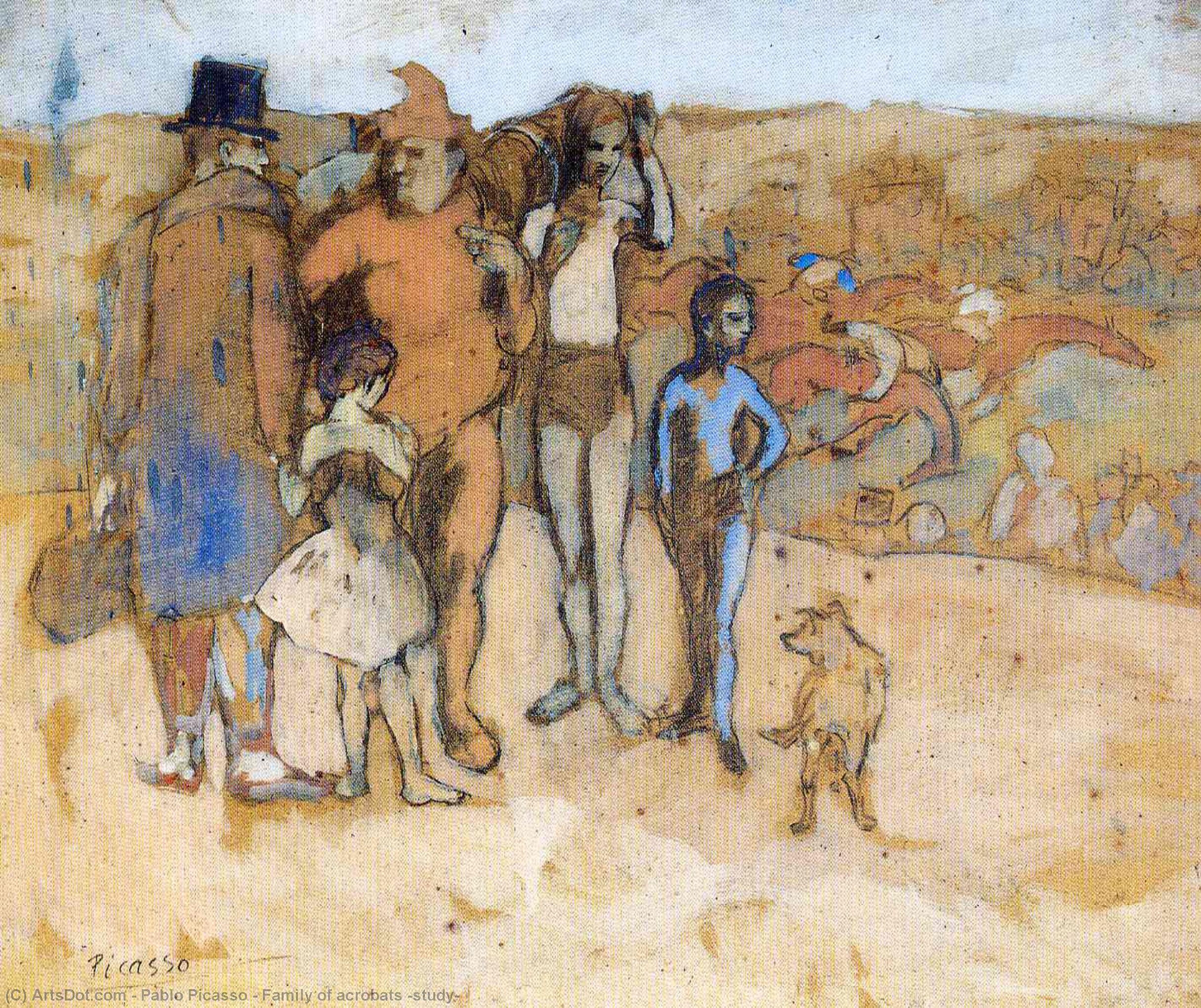 Wikioo.org - The Encyclopedia of Fine Arts - Painting, Artwork by Pablo Picasso - Family of acrobats (study)