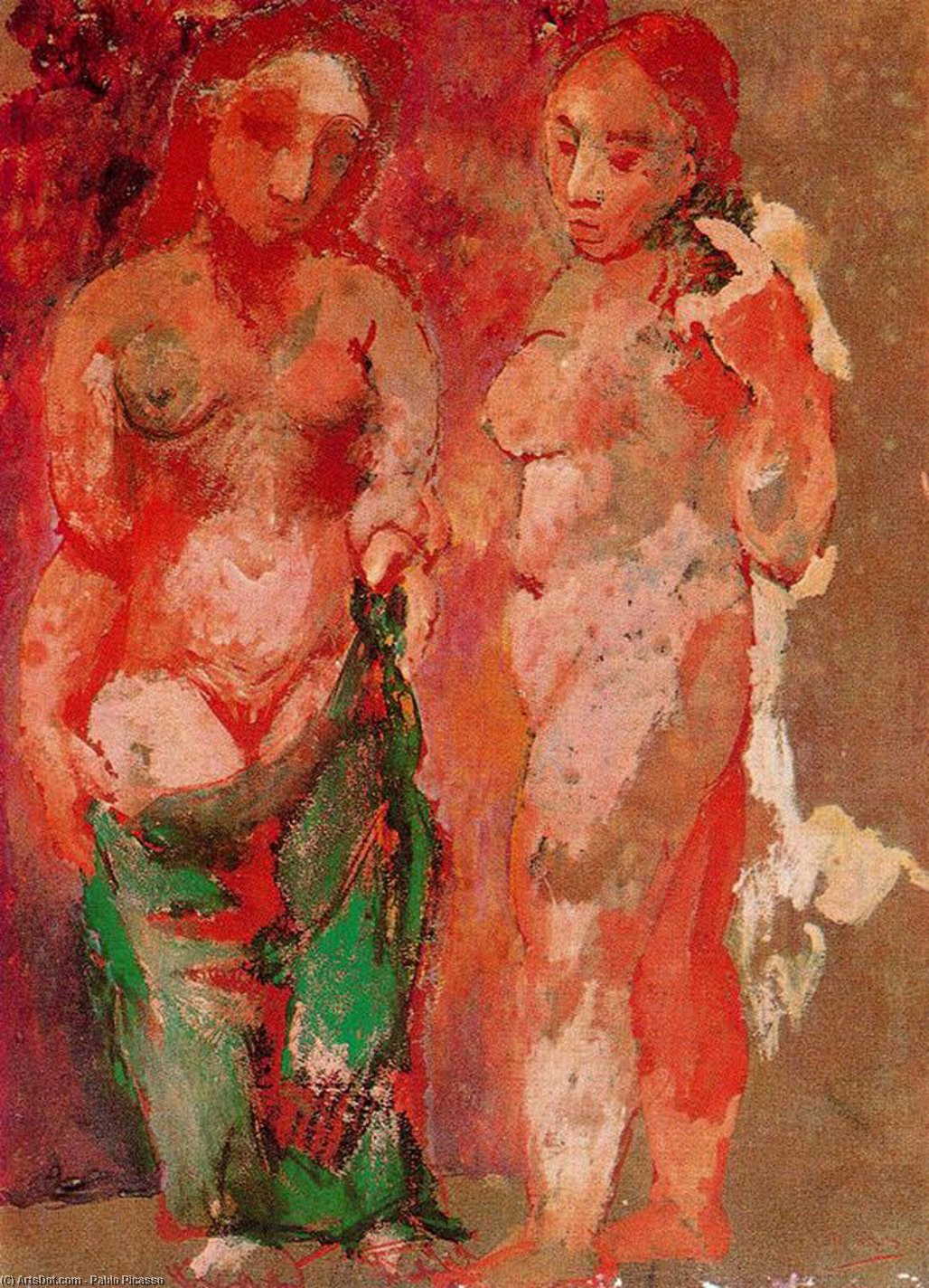 Wikioo.org - The Encyclopedia of Fine Arts - Painting, Artwork by Pablo Picasso - Nude woman naked face and nude woman profile
