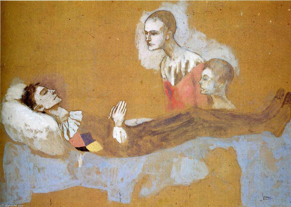 Wikoo.org - موسوعة الفنون الجميلة - اللوحة، العمل الفني Pablo Picasso - Harlequin's death