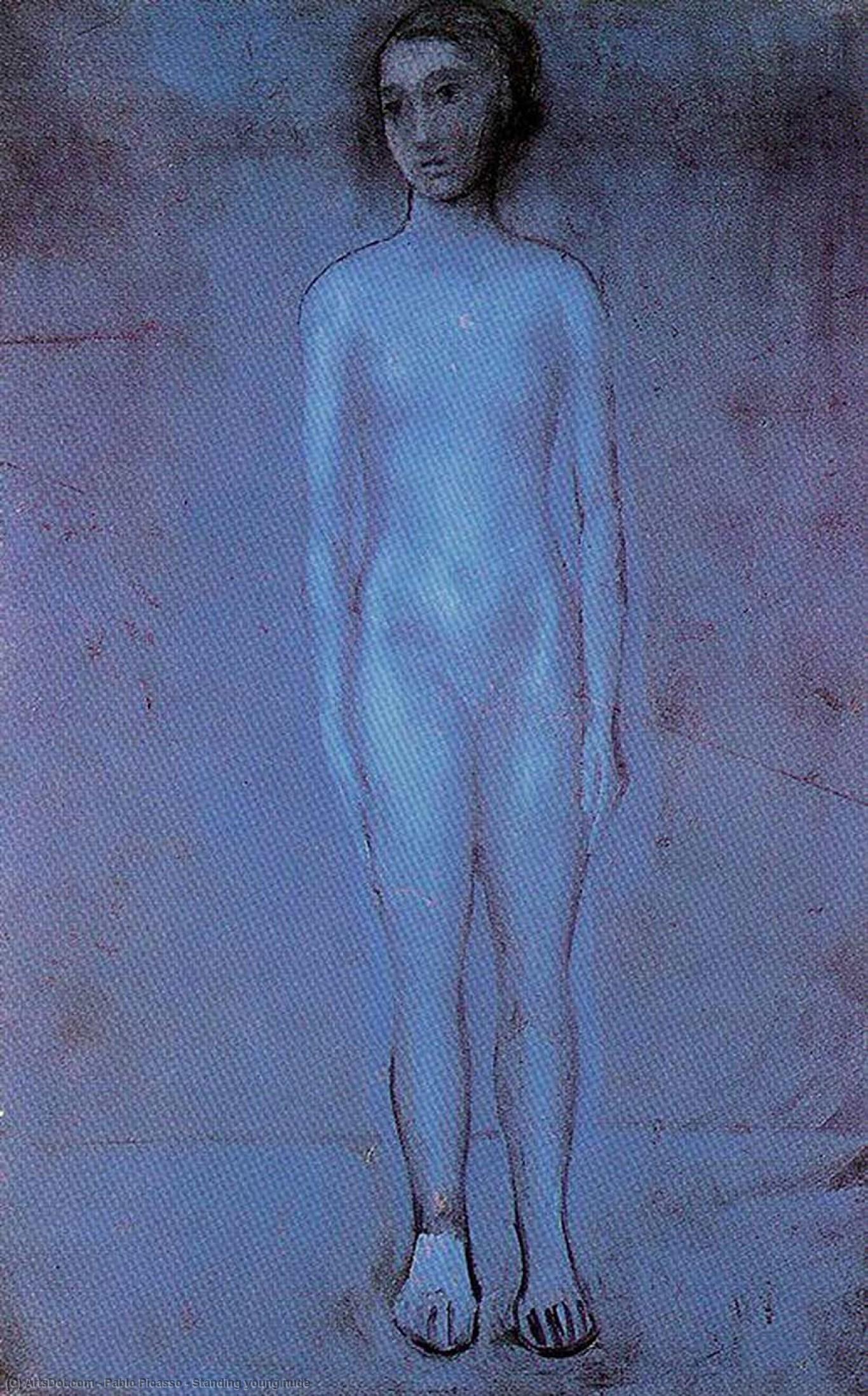 Wikoo.org - موسوعة الفنون الجميلة - اللوحة، العمل الفني Pablo Picasso - Standing young nude
