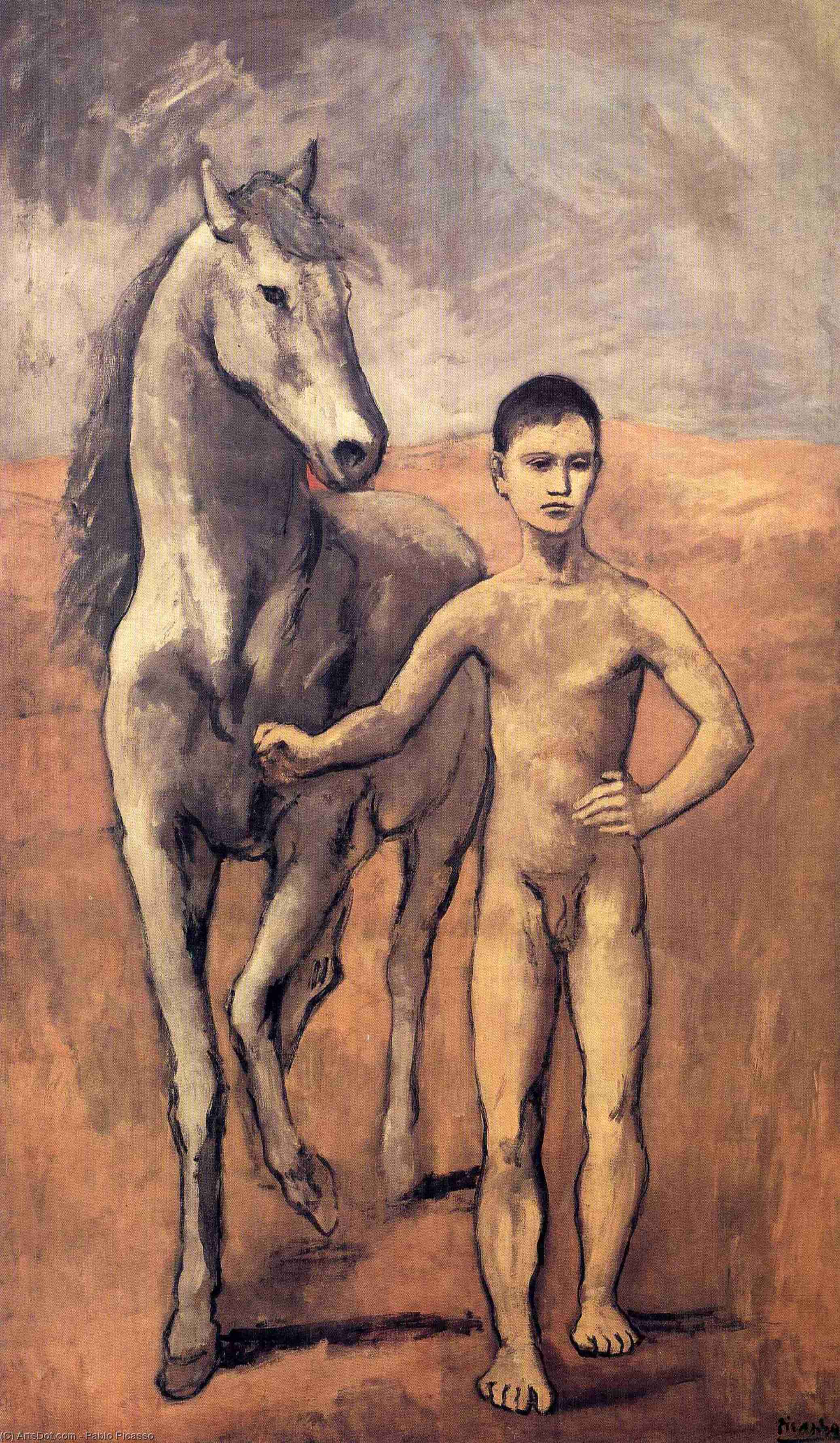 Wikioo.org – La Enciclopedia de las Bellas Artes - Pintura, Obras de arte de Pablo Picasso - Líder Boy Un  caballo