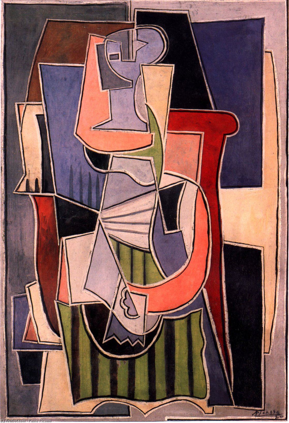 Wikioo.org - Die Enzyklopädie bildender Kunst - Malerei, Kunstwerk von Pablo Picasso - frau sitzend in einem sessel 11