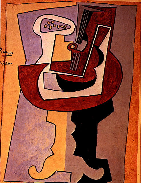 WikiOO.org - אנציקלופדיה לאמנויות יפות - ציור, יצירות אמנות Pablo Picasso - Man with mandolin