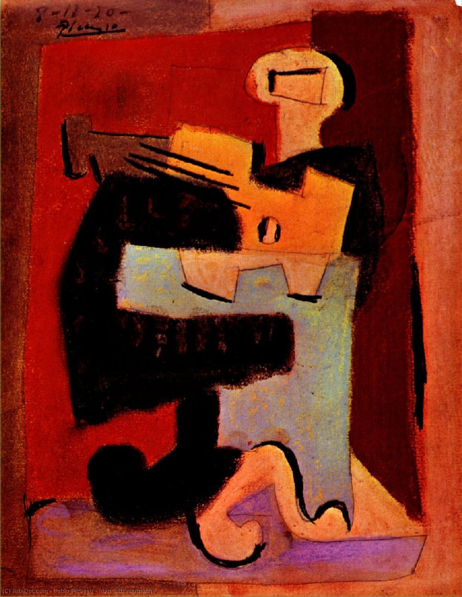 Wikioo.org - สารานุกรมวิจิตรศิลป์ - จิตรกรรม Pablo Picasso - Man with mandolin