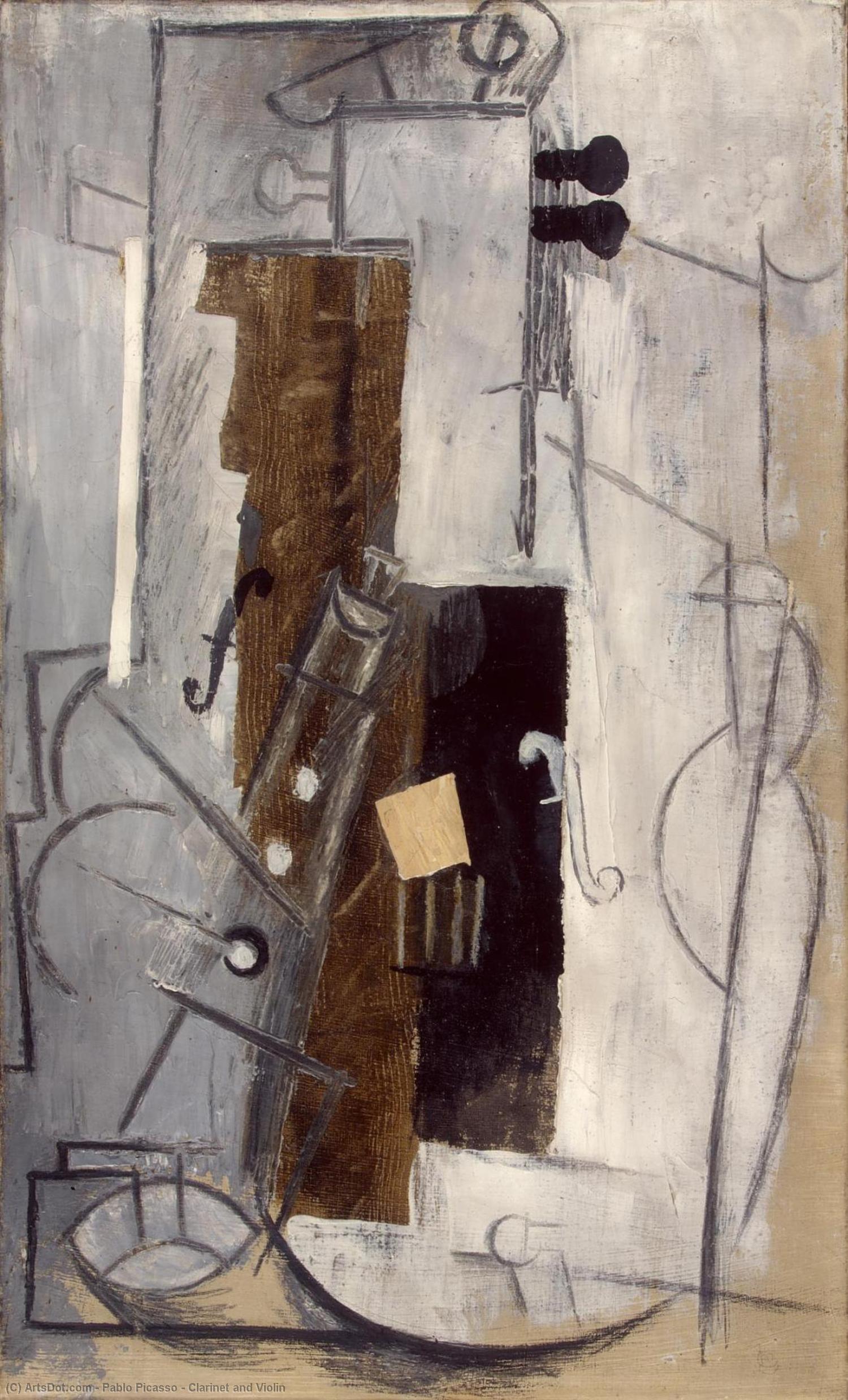 Wikioo.org - The Encyclopedia of Fine Arts - Painting, Artwork by Pablo Picasso - Clarinet and Violin