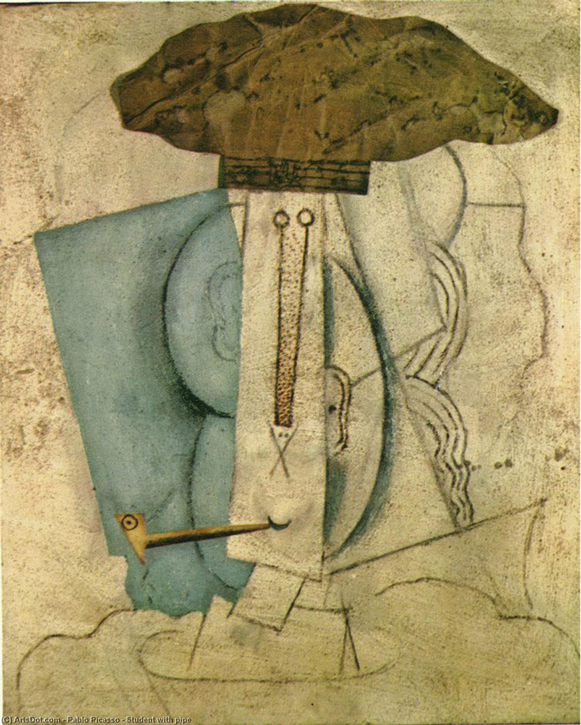 WikiOO.org - Encyclopedia of Fine Arts - Festés, Grafika Pablo Picasso - Student with pipe