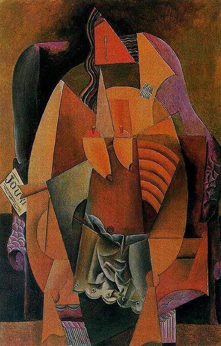 Wikoo.org - موسوعة الفنون الجميلة - اللوحة، العمل الفني Pablo Picasso - Woman with a shirt sitting in a chair
