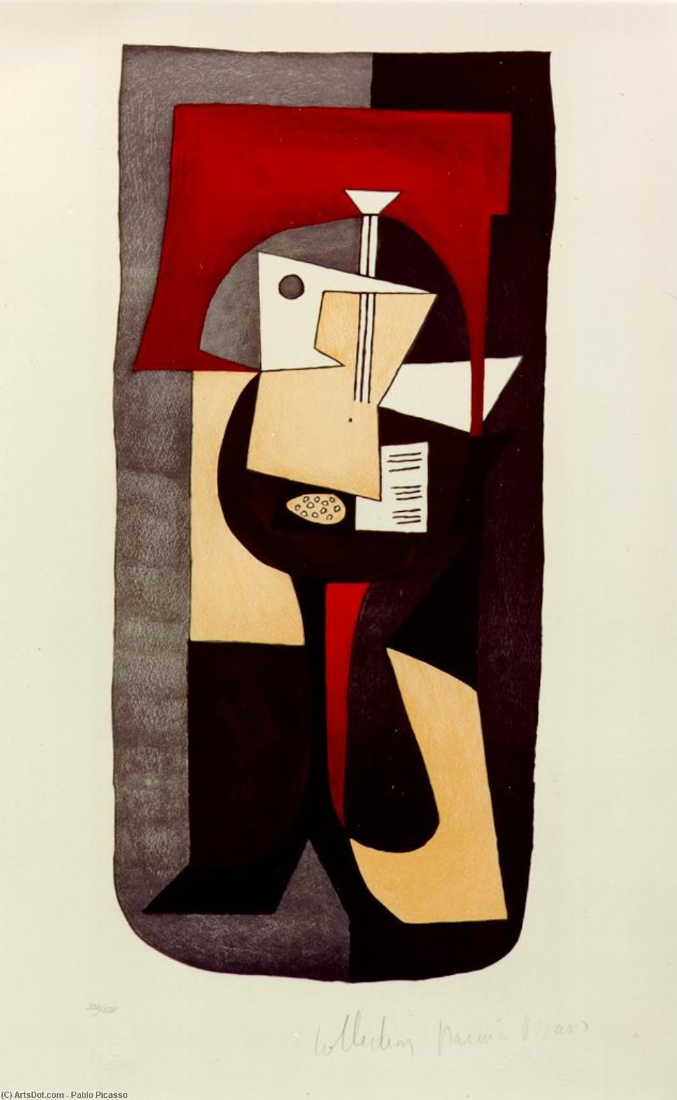 WikiOO.org - Encyclopedia of Fine Arts - Maleri, Artwork Pablo Picasso - Guitar on pedestal