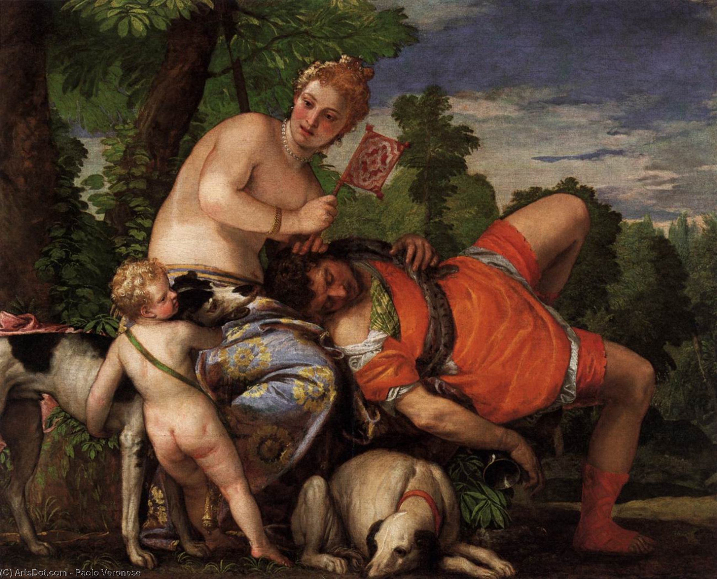 Wikioo.org – La Enciclopedia de las Bellas Artes - Pintura, Obras de arte de Paolo Veronese - Venus y Adonis