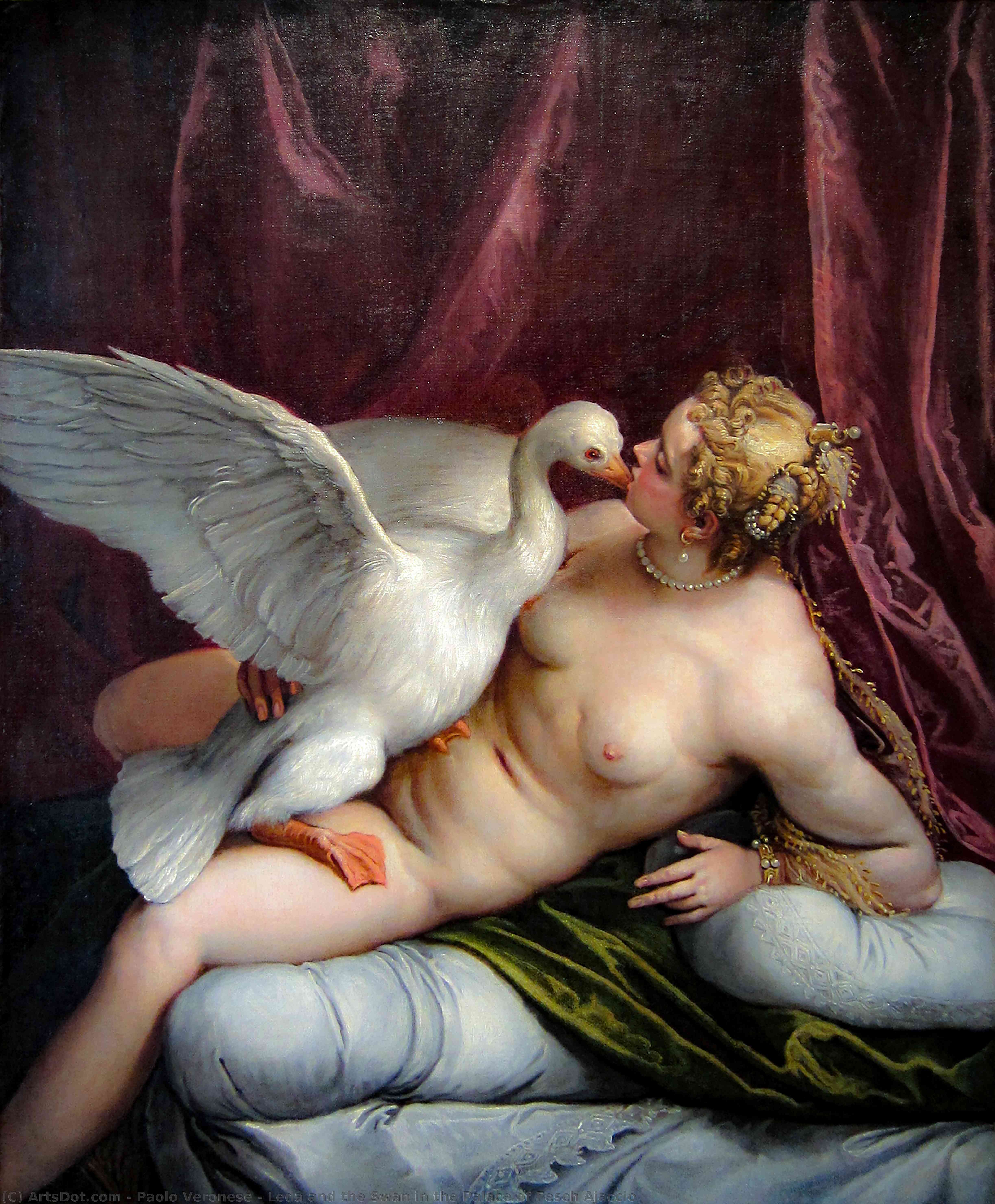 Wikioo.org – La Enciclopedia de las Bellas Artes - Pintura, Obras de arte de Paolo Veronese - leda y el cisne en el Palacio de fesch ajaccio