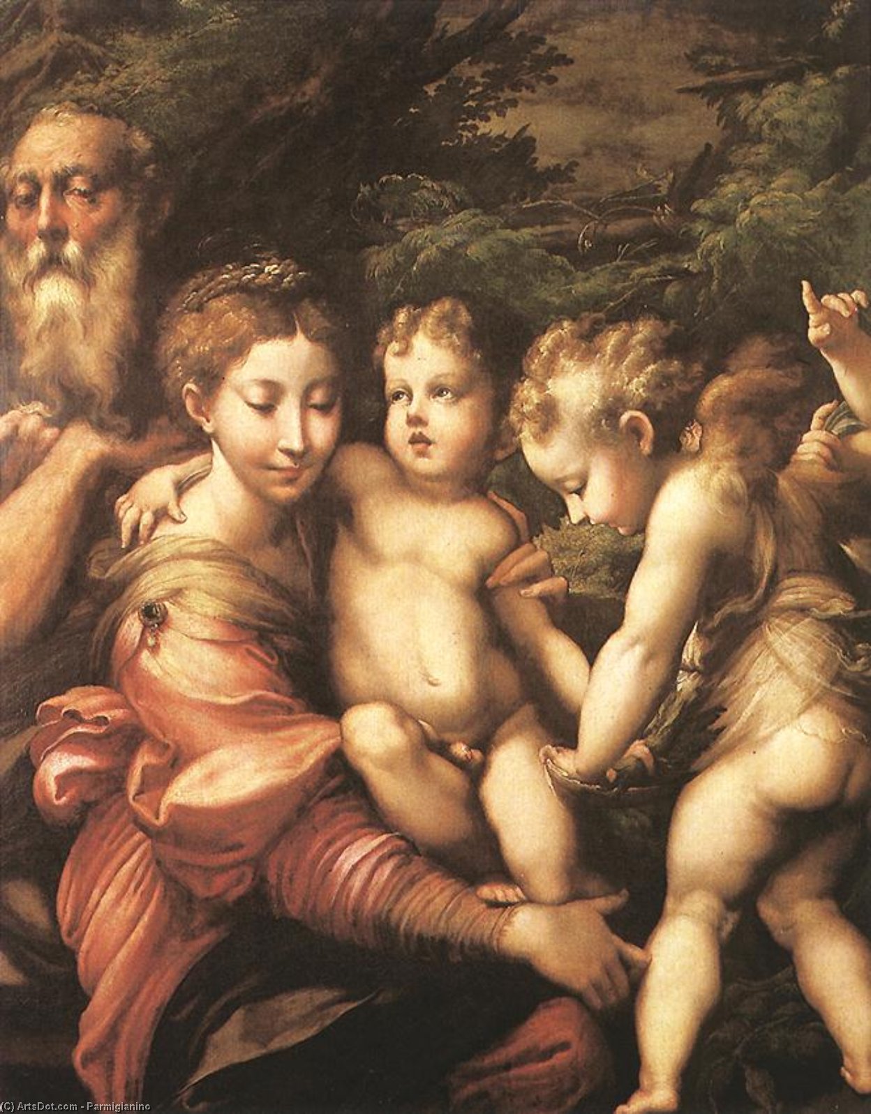 Wikioo.org - The Encyclopedia of Fine Arts - Painting, Artwork by Parmigianino - Rest on the Flight to Egypt