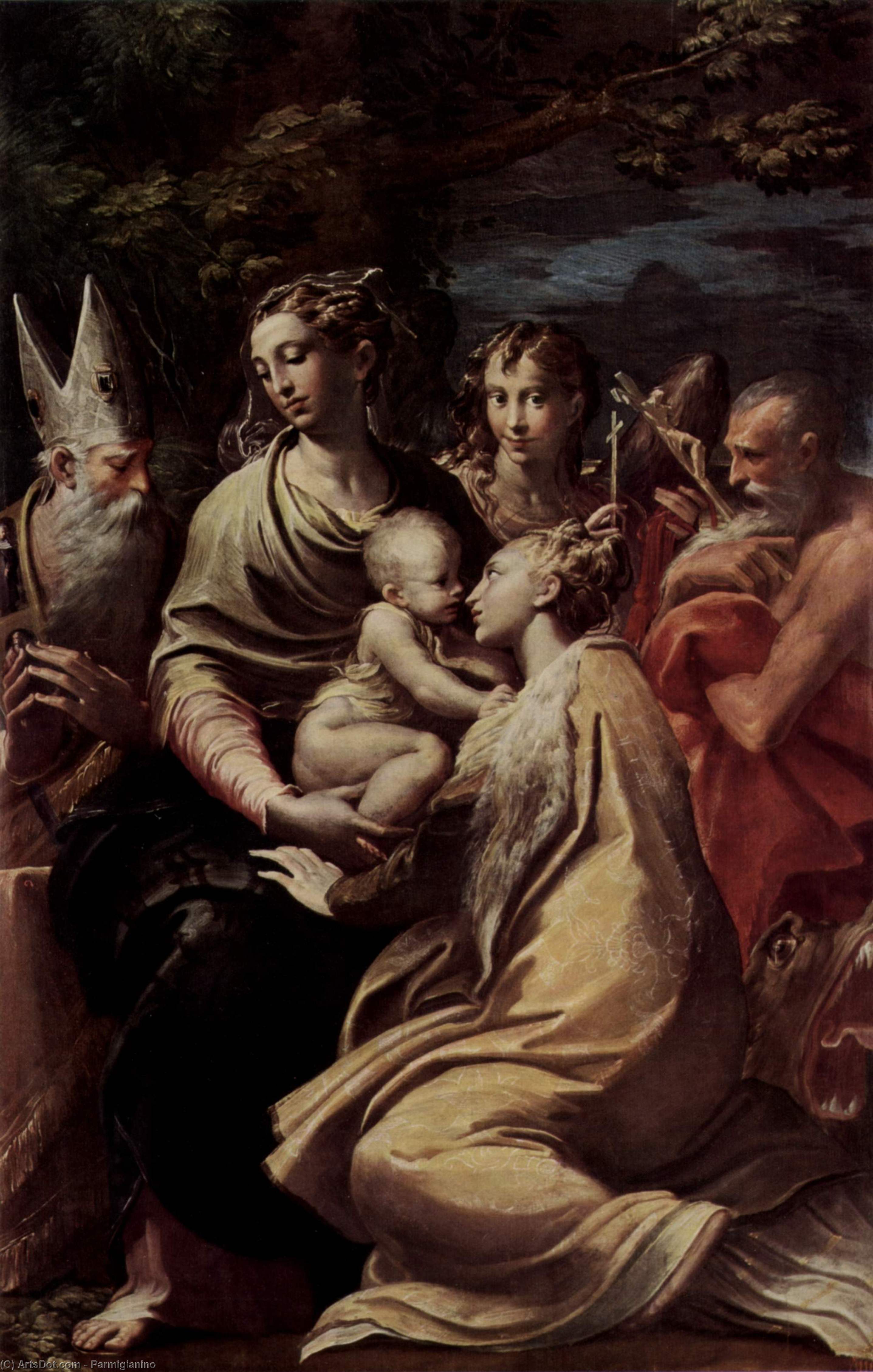 WikiOO.org - Enciklopedija dailės - Tapyba, meno kuriniai Parmigianino - Madonna and Child with Saints