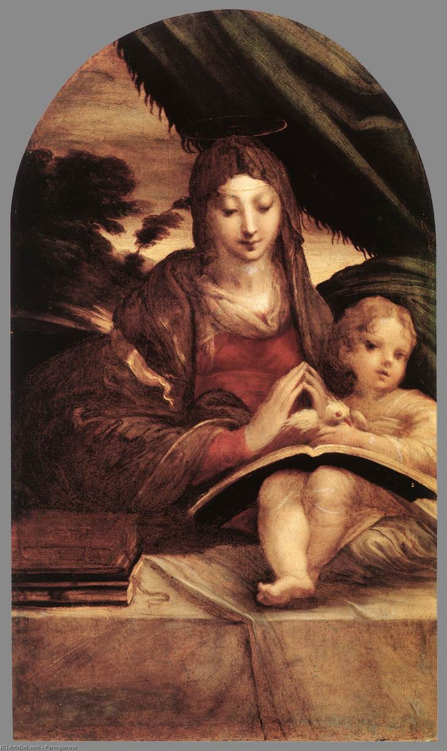 Wikoo.org - موسوعة الفنون الجميلة - اللوحة، العمل الفني Parmigianino - Madonna and Child