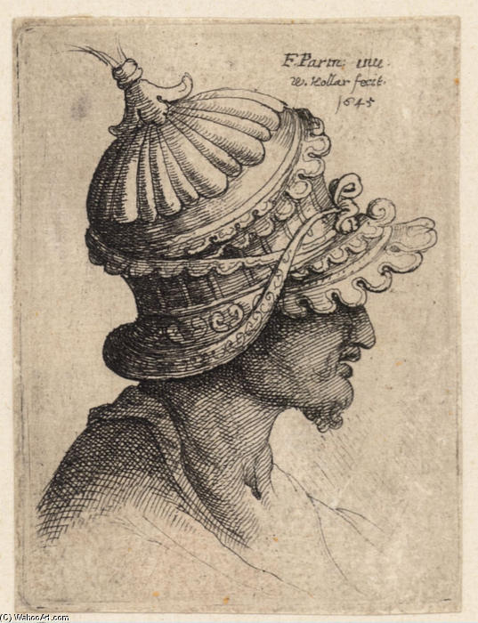 Wikoo.org - موسوعة الفنون الجميلة - اللوحة، العمل الفني Parmigianino - Extravagantly ornamental helmet