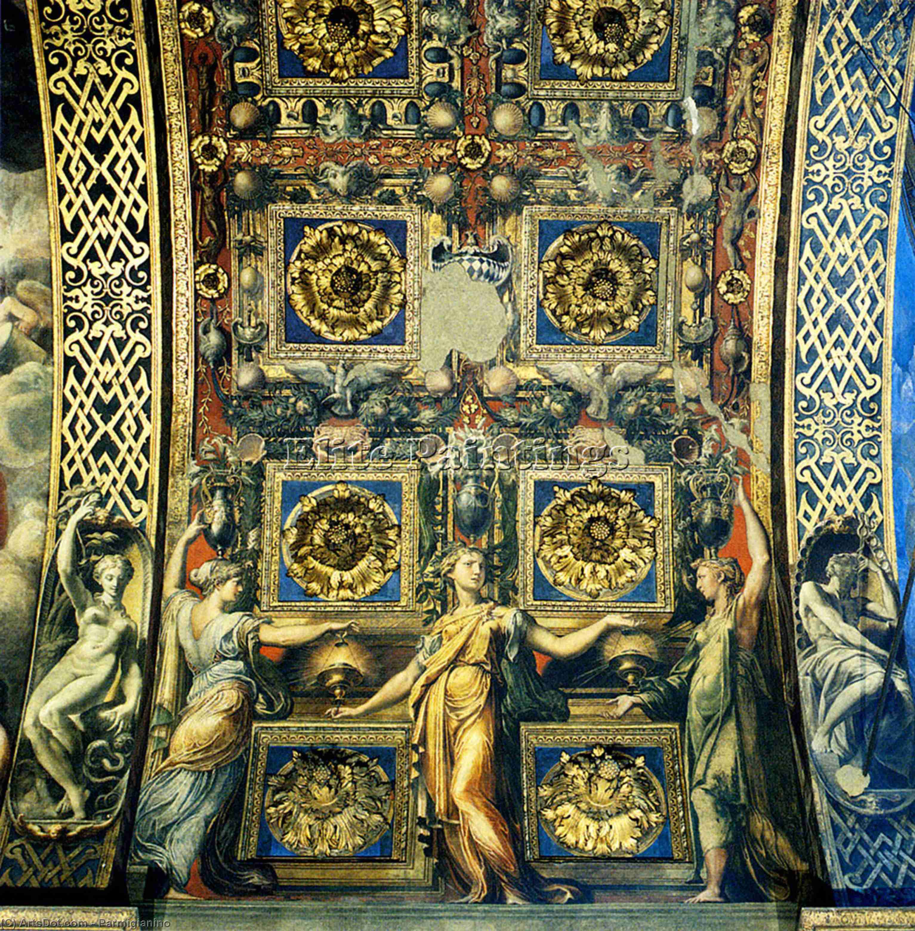 WikiOO.org - Encyclopedia of Fine Arts - Schilderen, Artwork Parmigianino - Wise Virgins Allegorical Figures And Plants