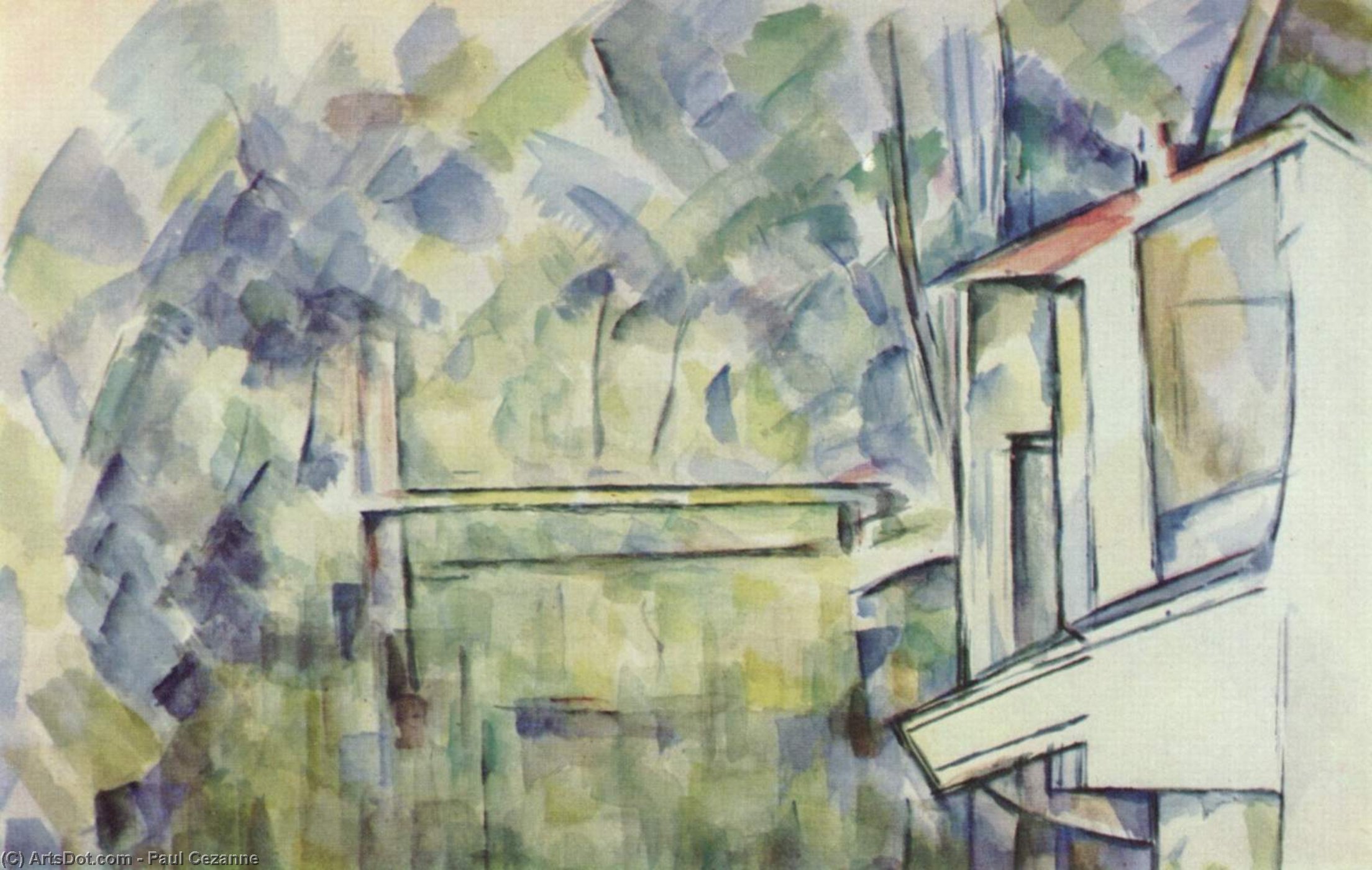 WikiOO.org - Encyclopedia of Fine Arts - Målning, konstverk Paul Cezanne - Mill on the River
