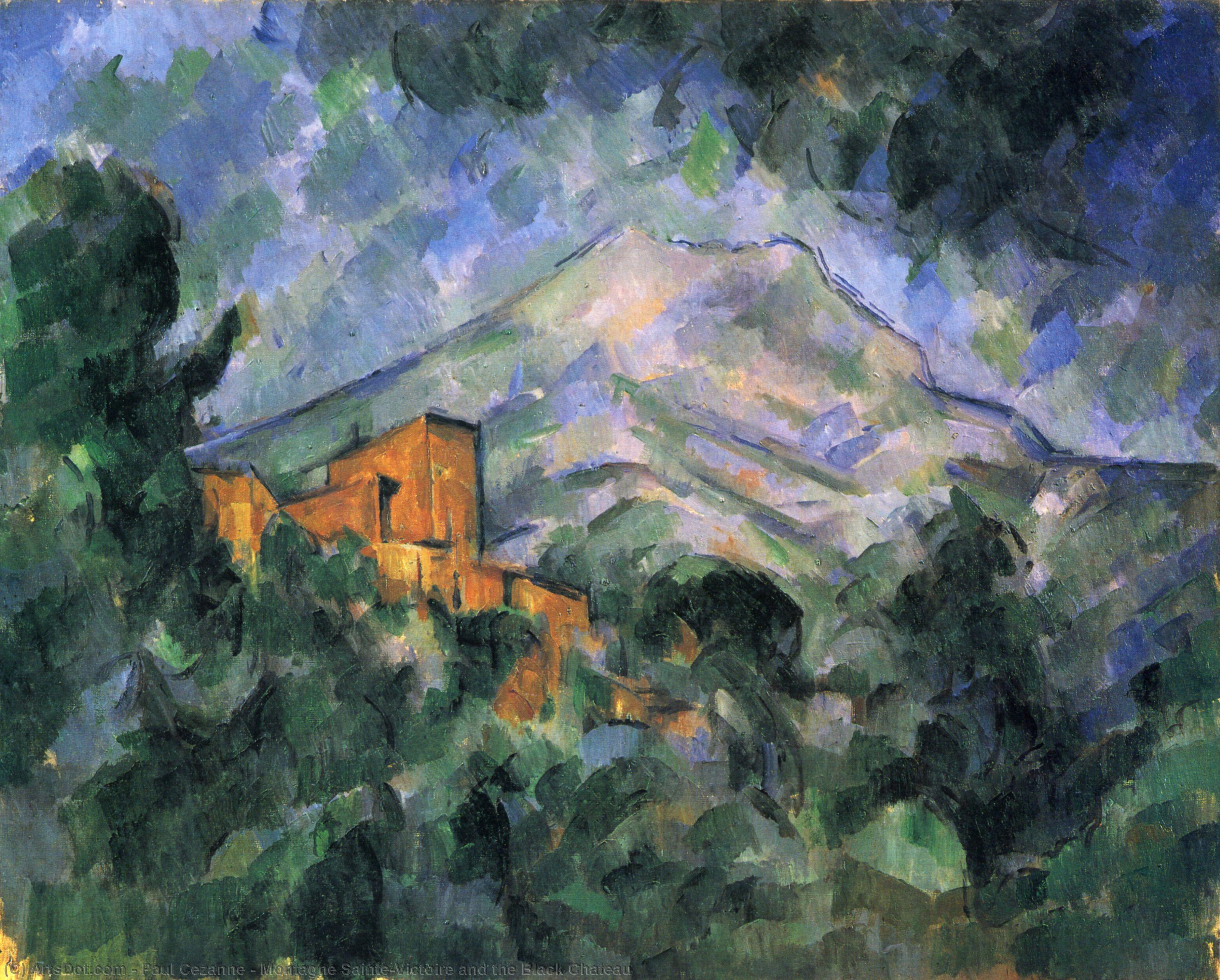 WikiOO.org - Encyclopedia of Fine Arts - Maalaus, taideteos Paul Cezanne - Montagne Sainte-Victoire and the Black Chateau