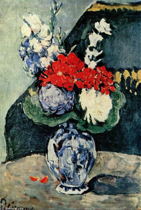 Wikioo.org – L'Enciclopedia delle Belle Arti - Pittura, Opere di Paul Cezanne - natura morta Maiolica di delft  vaso  con  fiori