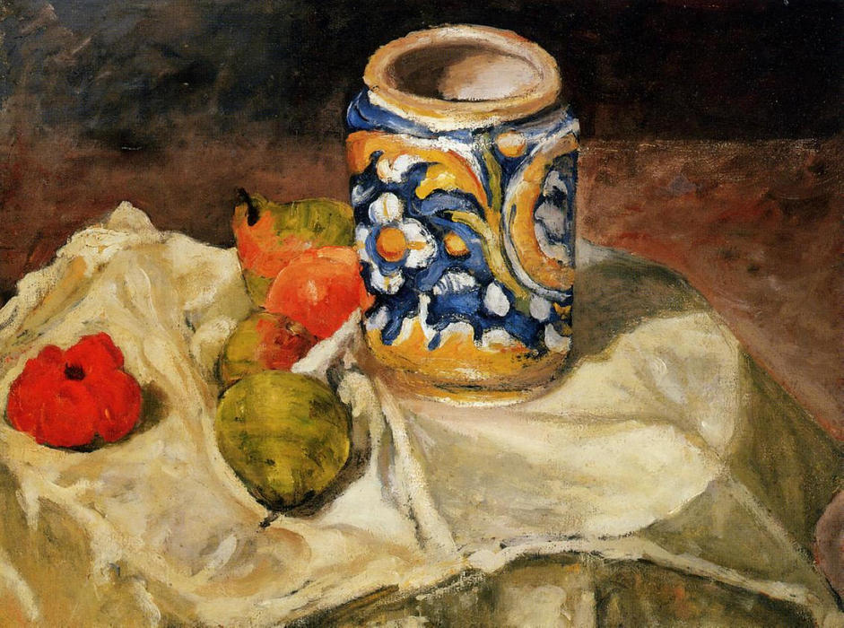 WikiOO.org - Güzel Sanatlar Ansiklopedisi - Resim, Resimler Paul Cezanne - Still life with Italian earthenware jar