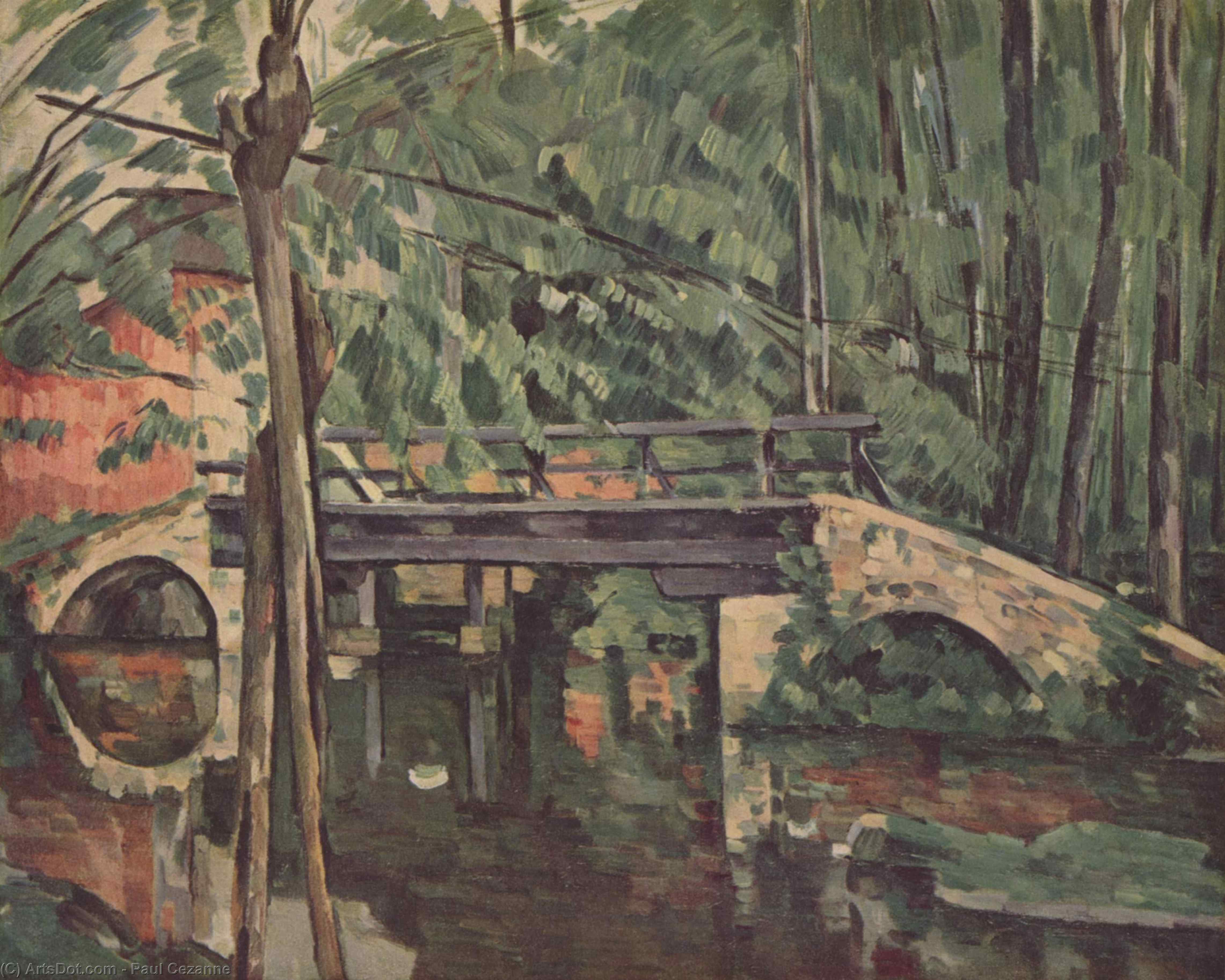 Wikoo.org - موسوعة الفنون الجميلة - اللوحة، العمل الفني Paul Cezanne - The Bridge at Maincy