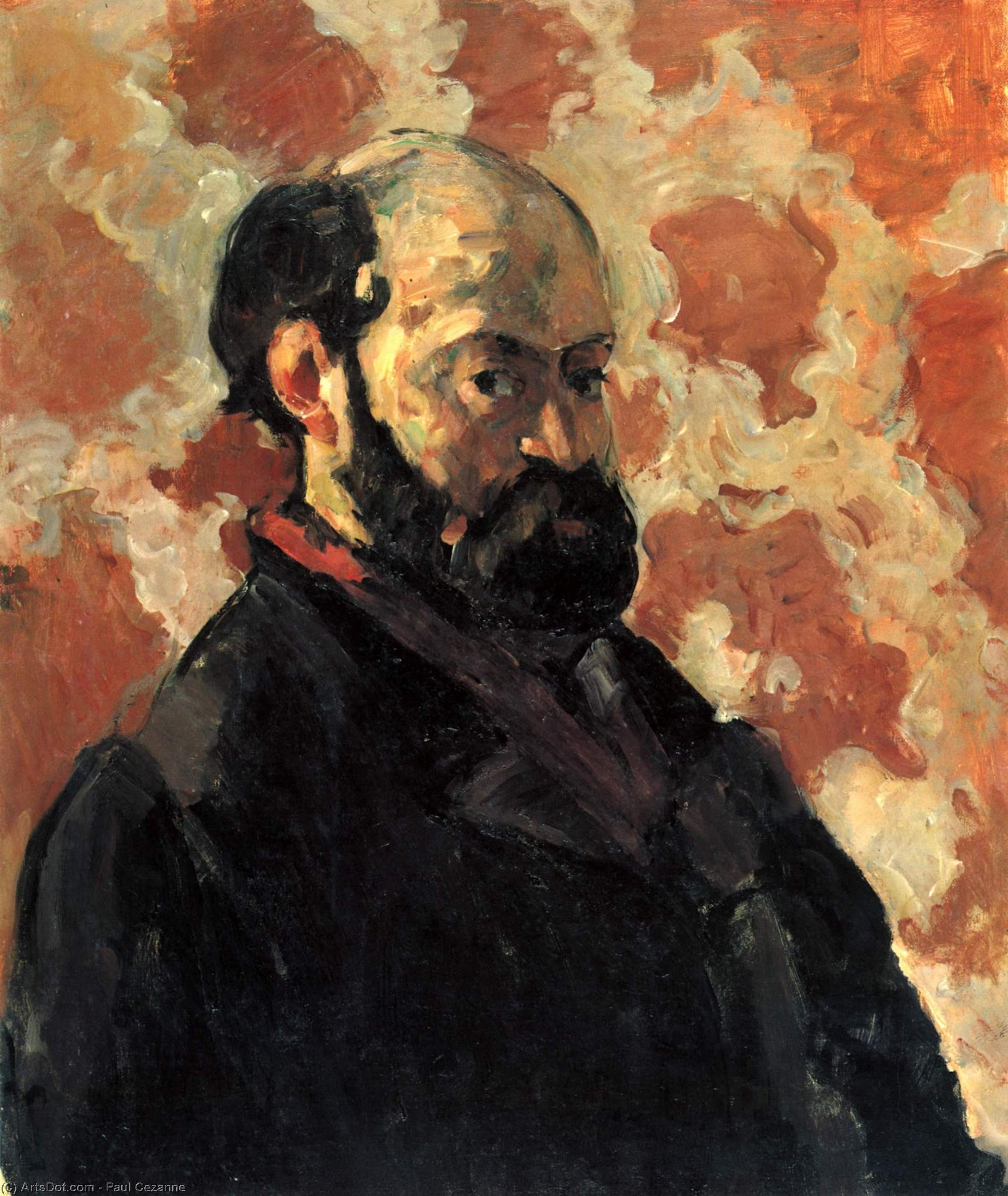 WikiOO.org - Encyclopedia of Fine Arts - Maleri, Artwork Paul Cezanne - Self-portrait in front of pink background